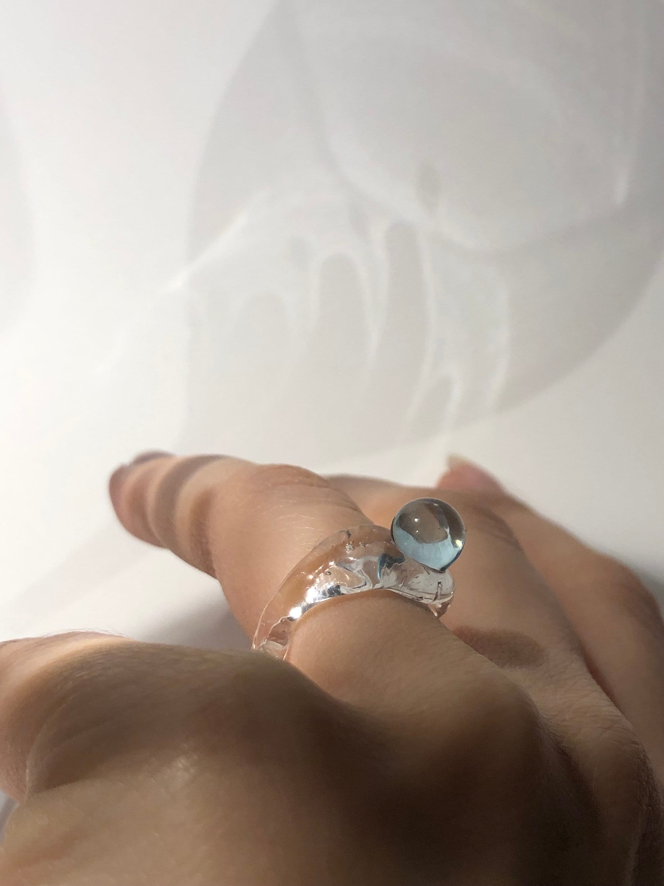 Light Blue Bubble Glass Ring