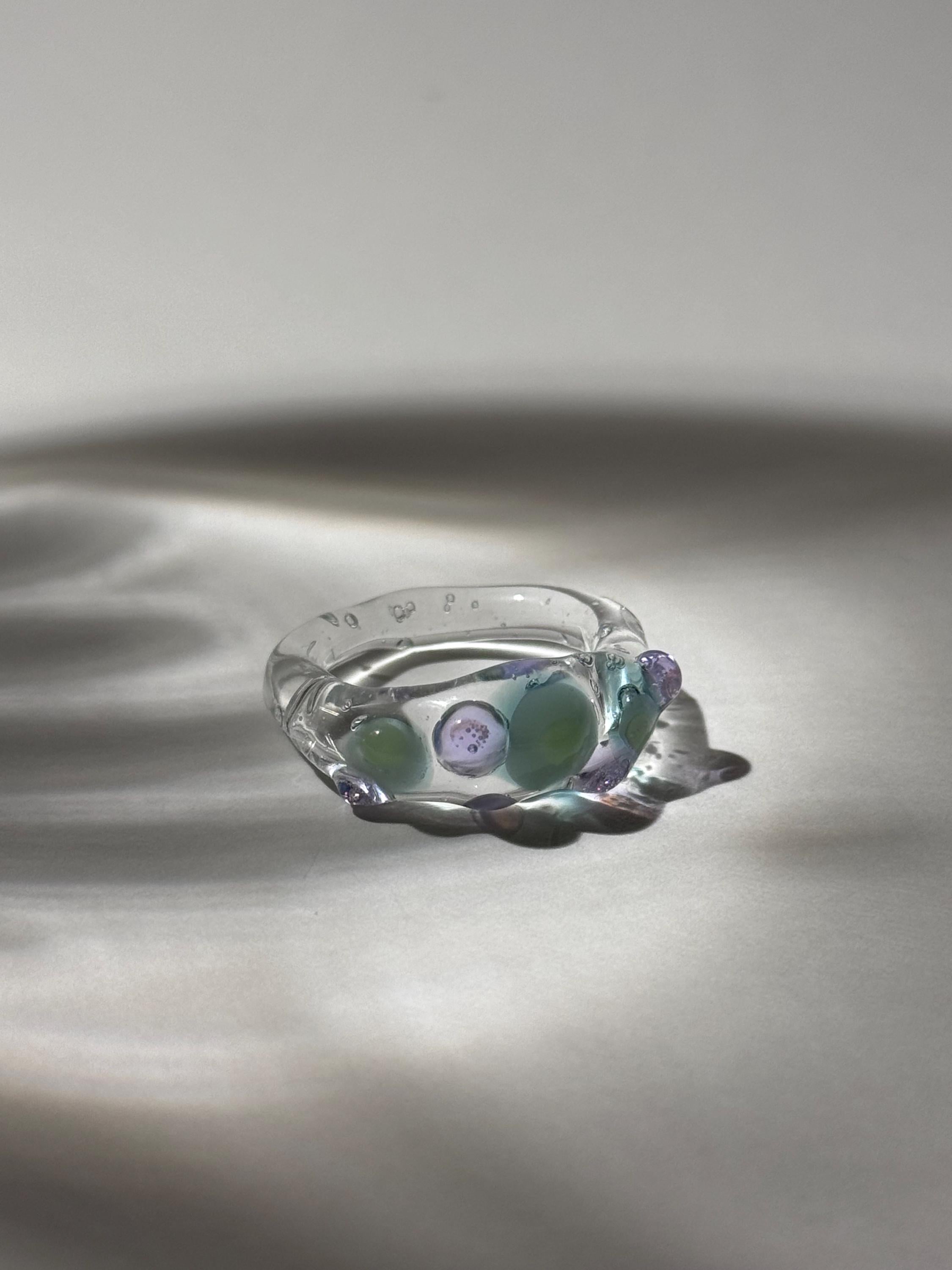 Green and Purple Glass Ring stack