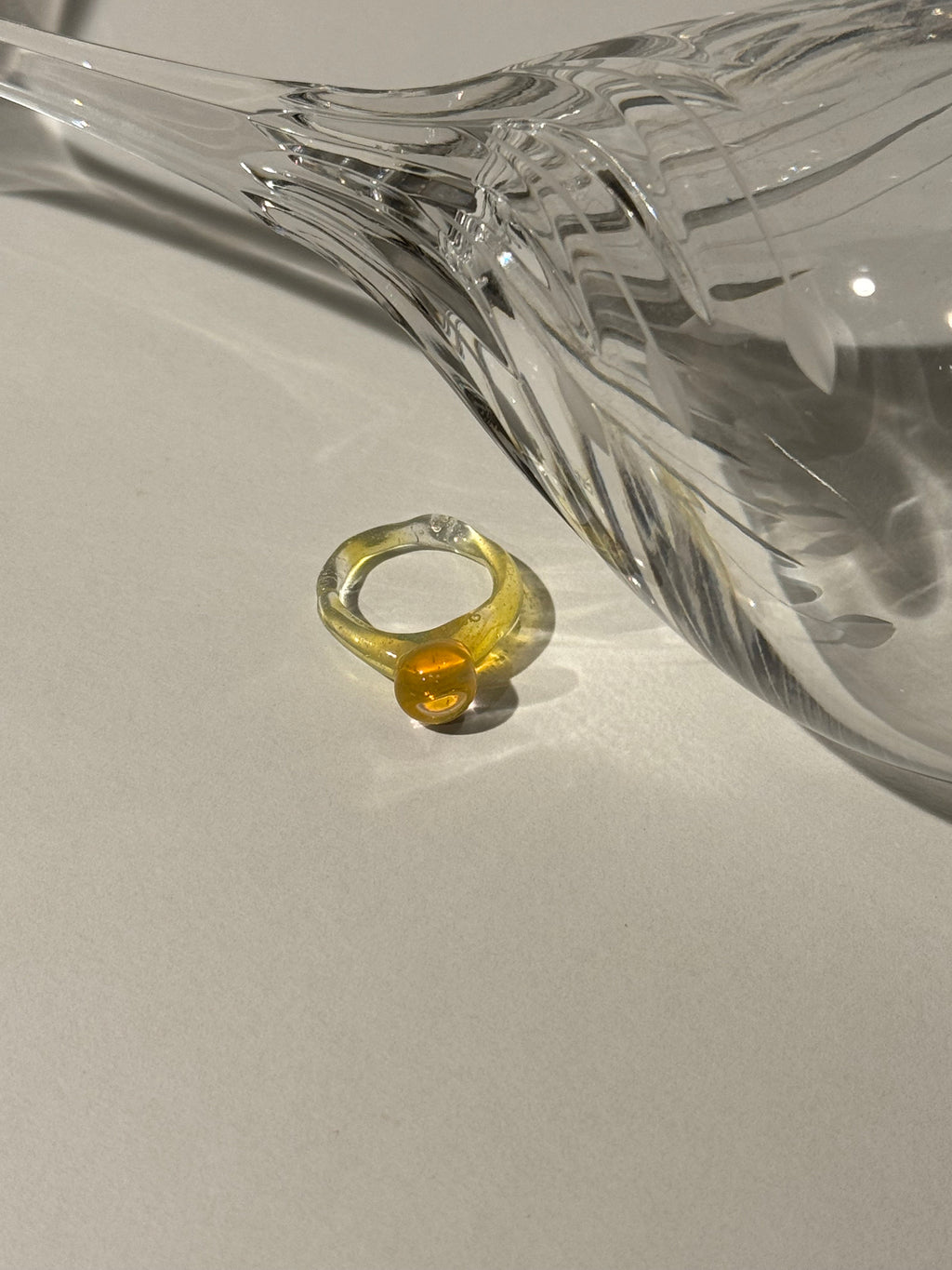 Yellow and Rose Bubble Glass Ring