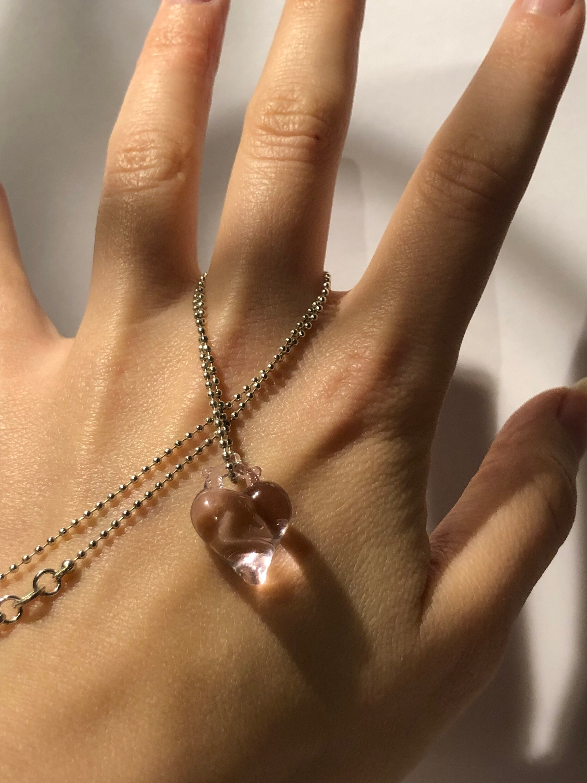 Rose Glass Heart Necklace