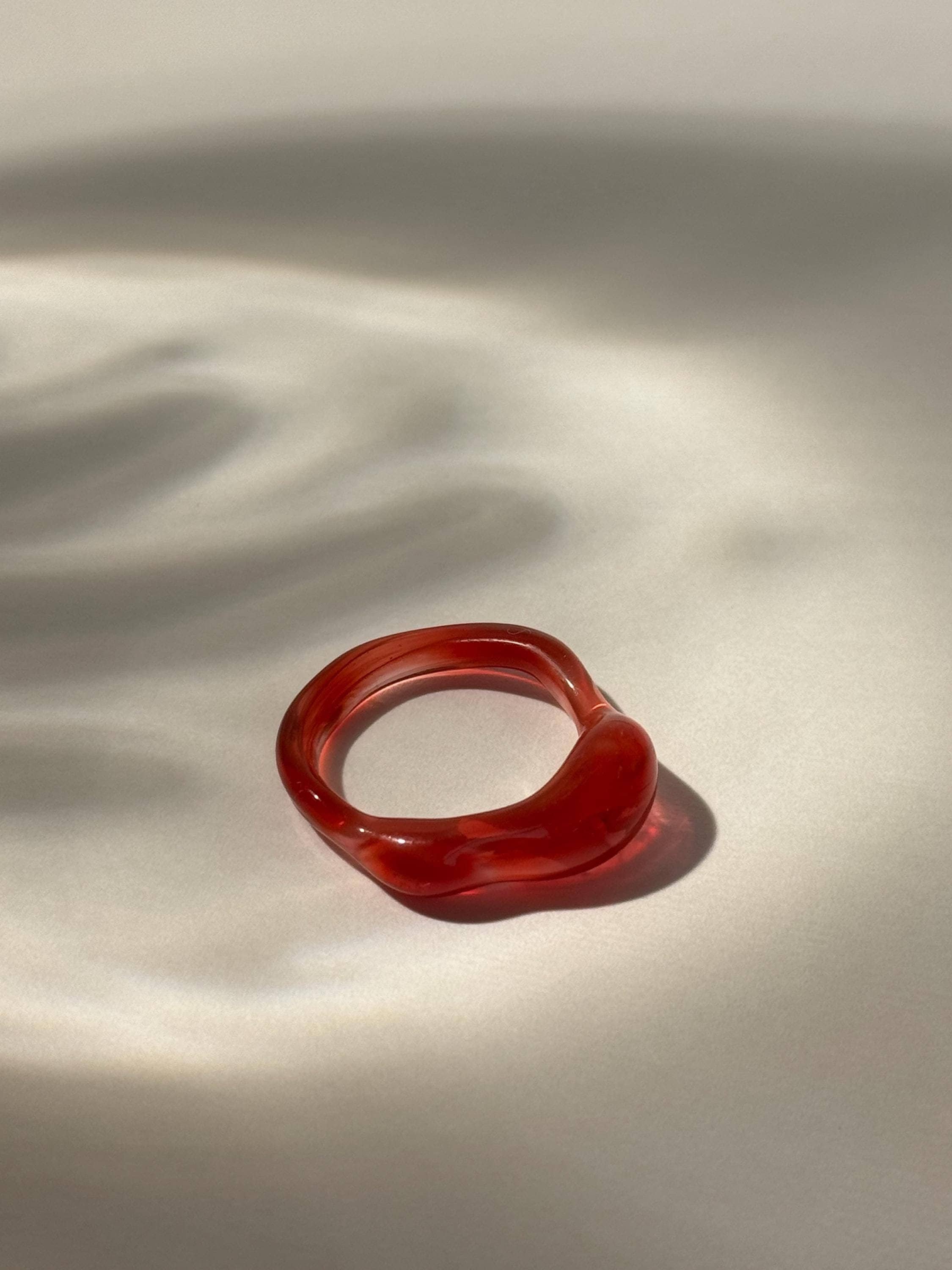 Dainty Red Glass Ring