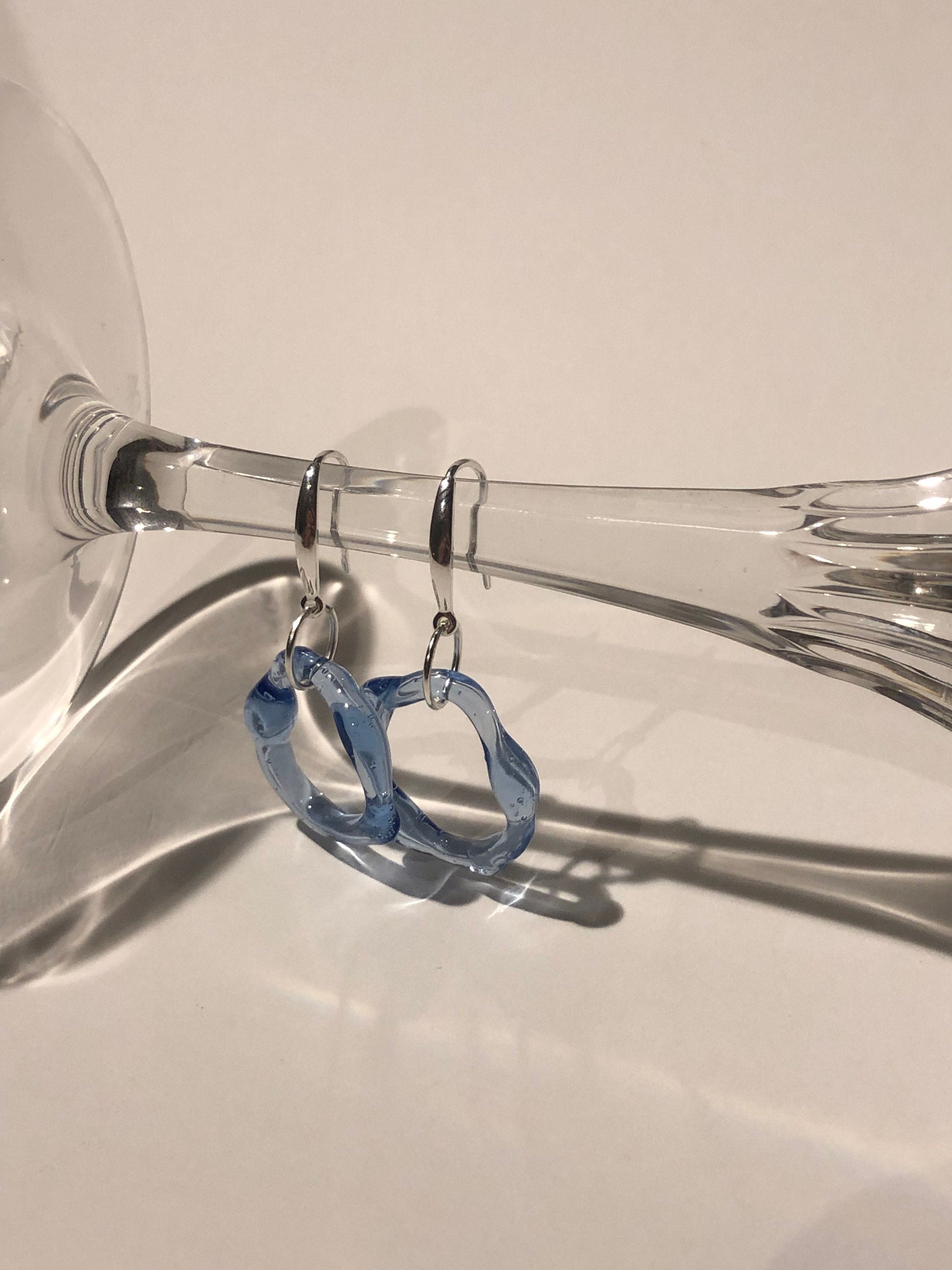 Blue circle Glass Earrings