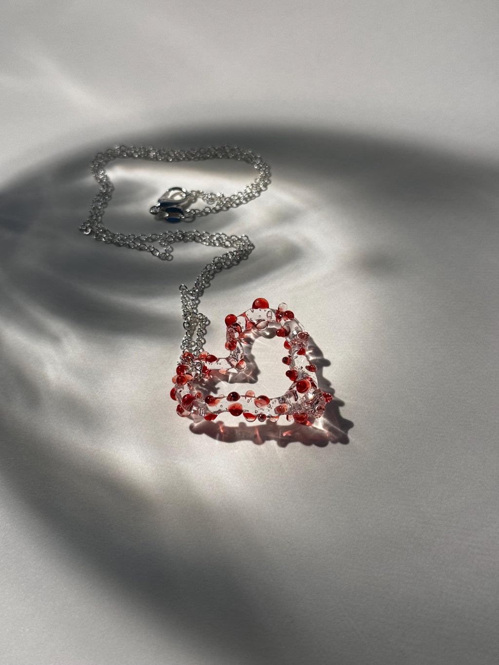 Prickly Red Glass Heart Necklace