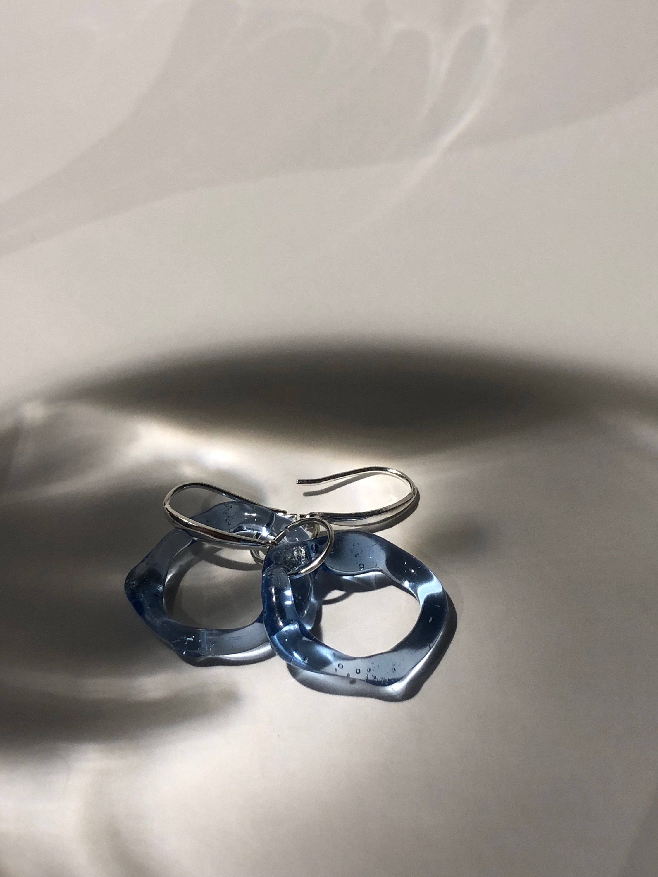 Blue circle Glass Earrings