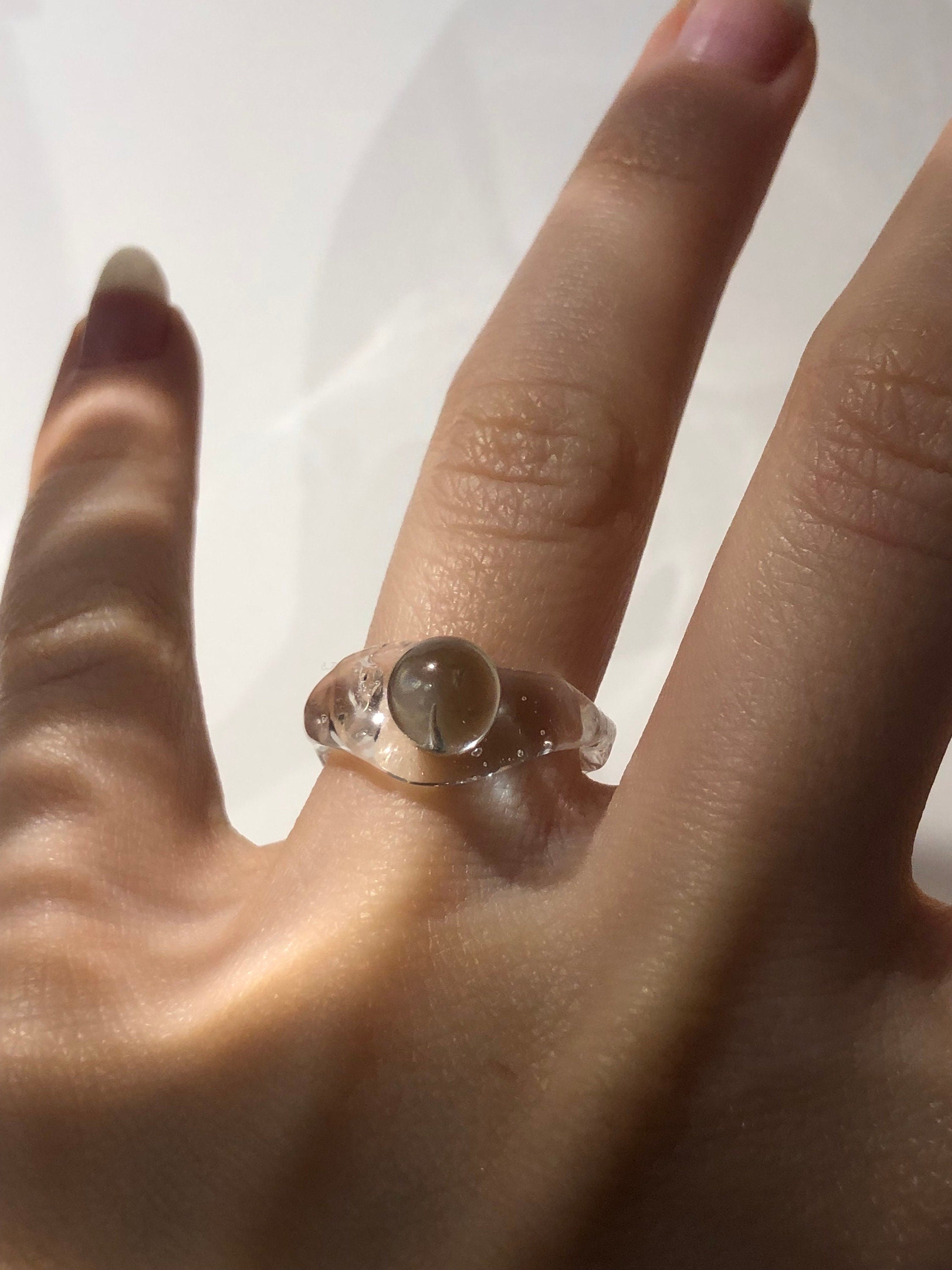 Light Blue Bubble Glass Ring