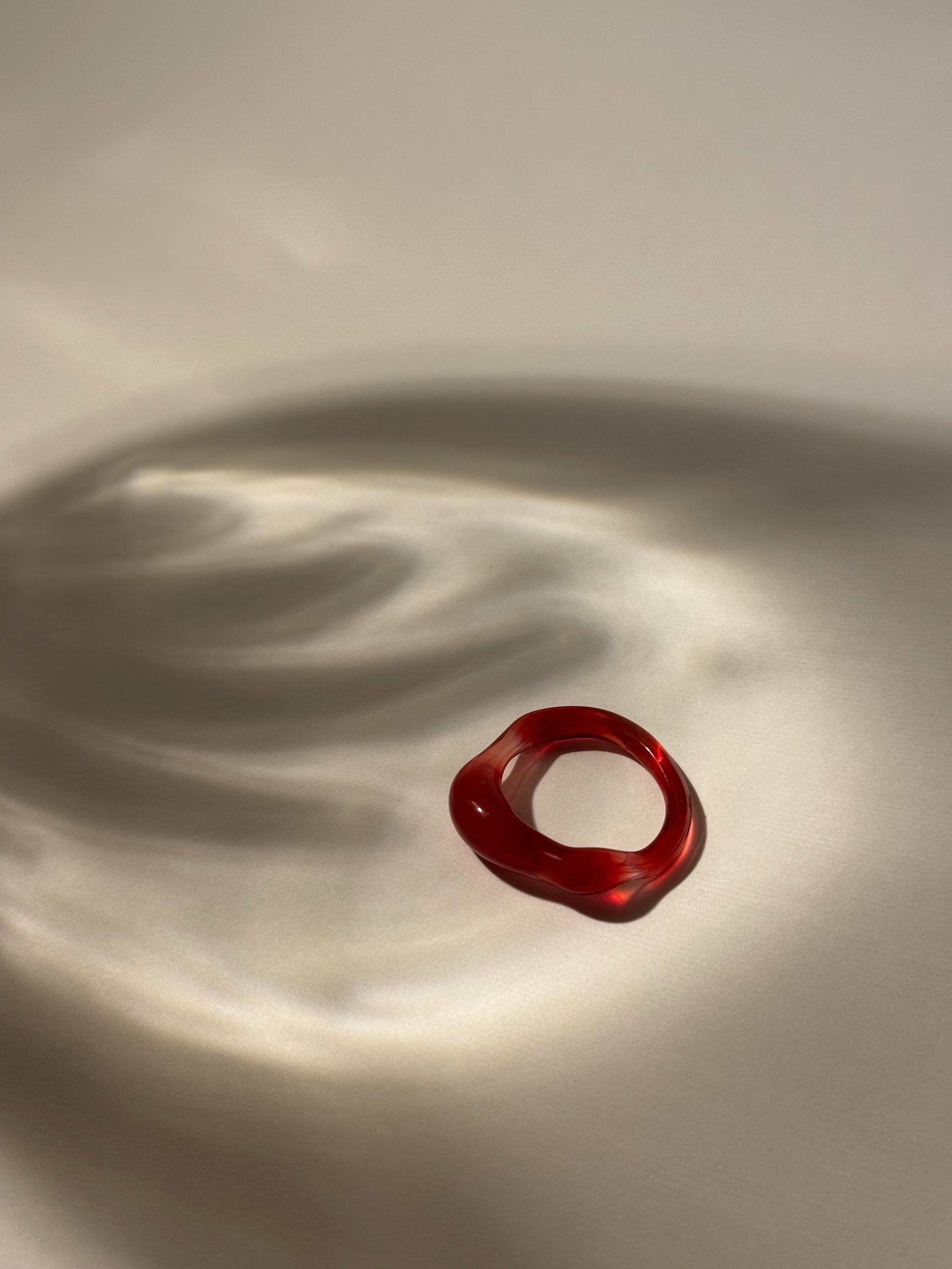 Dainty Red Glass Ring