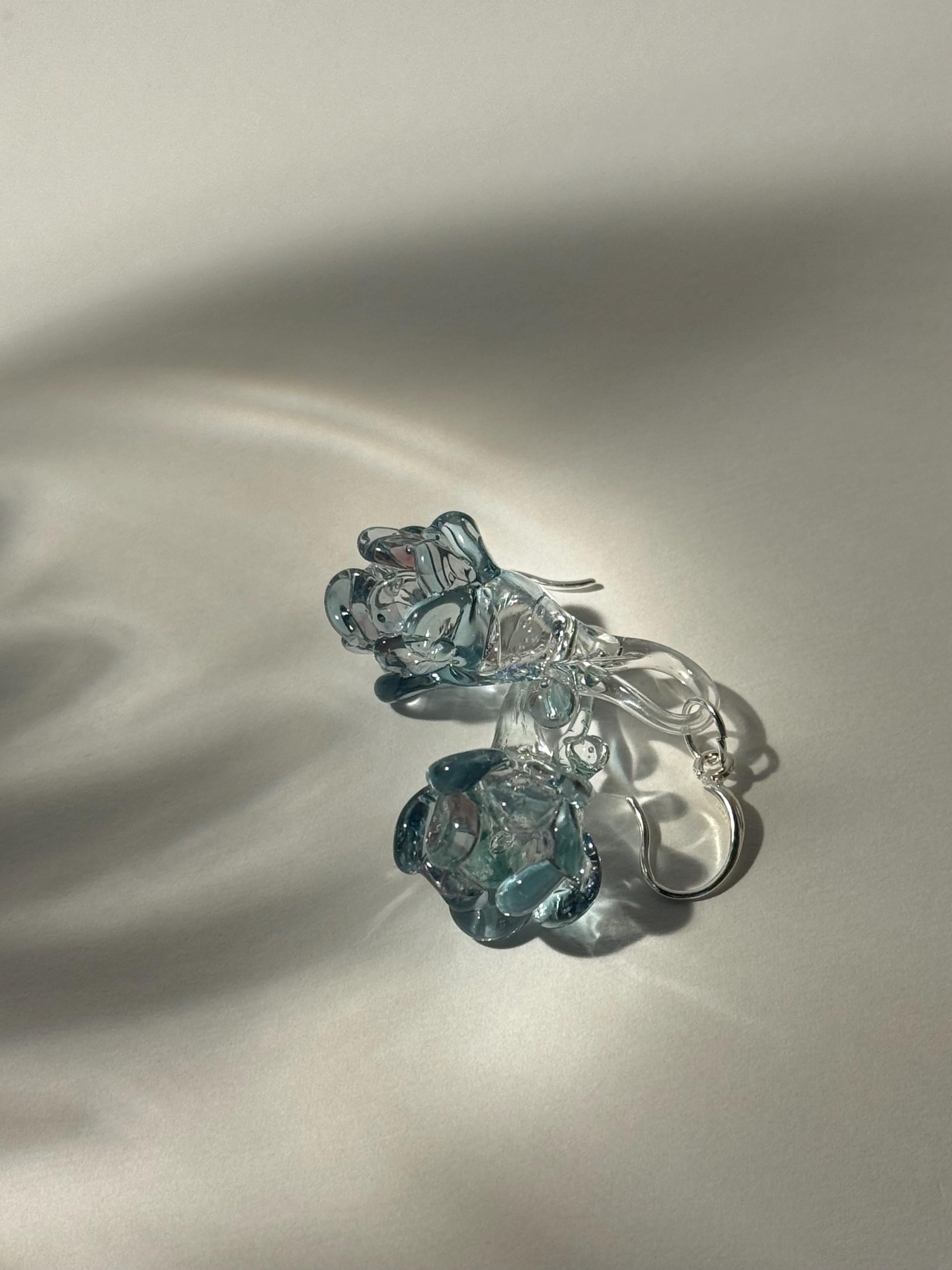 Soft Blue Blossom Flower Earrings