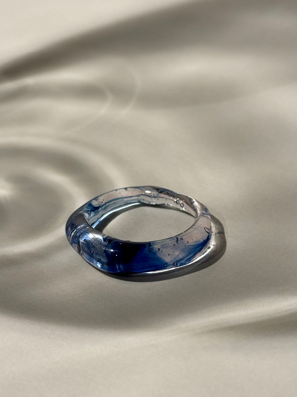Mesmerizing Blue and Rose Glass Ring
