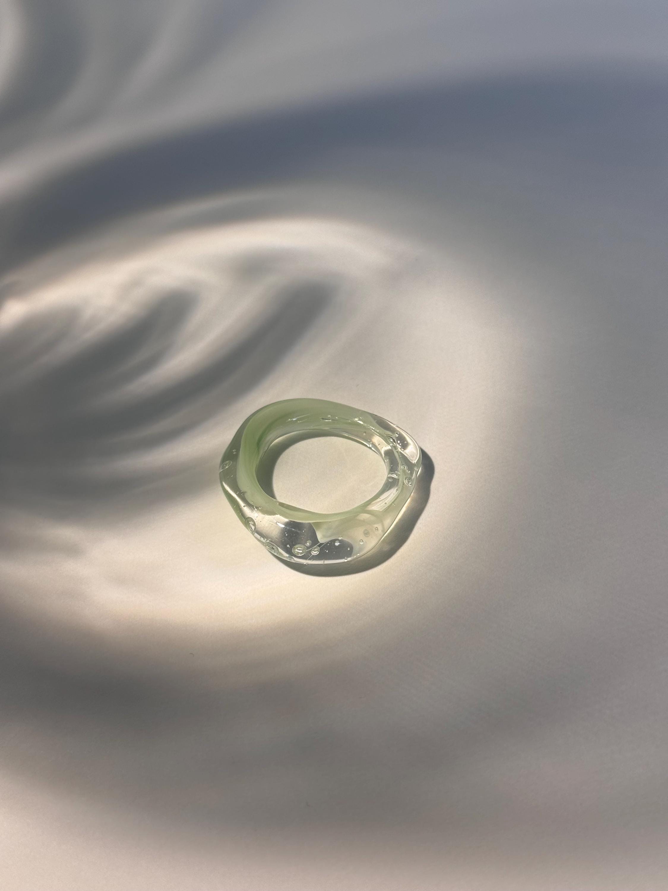 Mint Green Matcha swirl Glass Ring