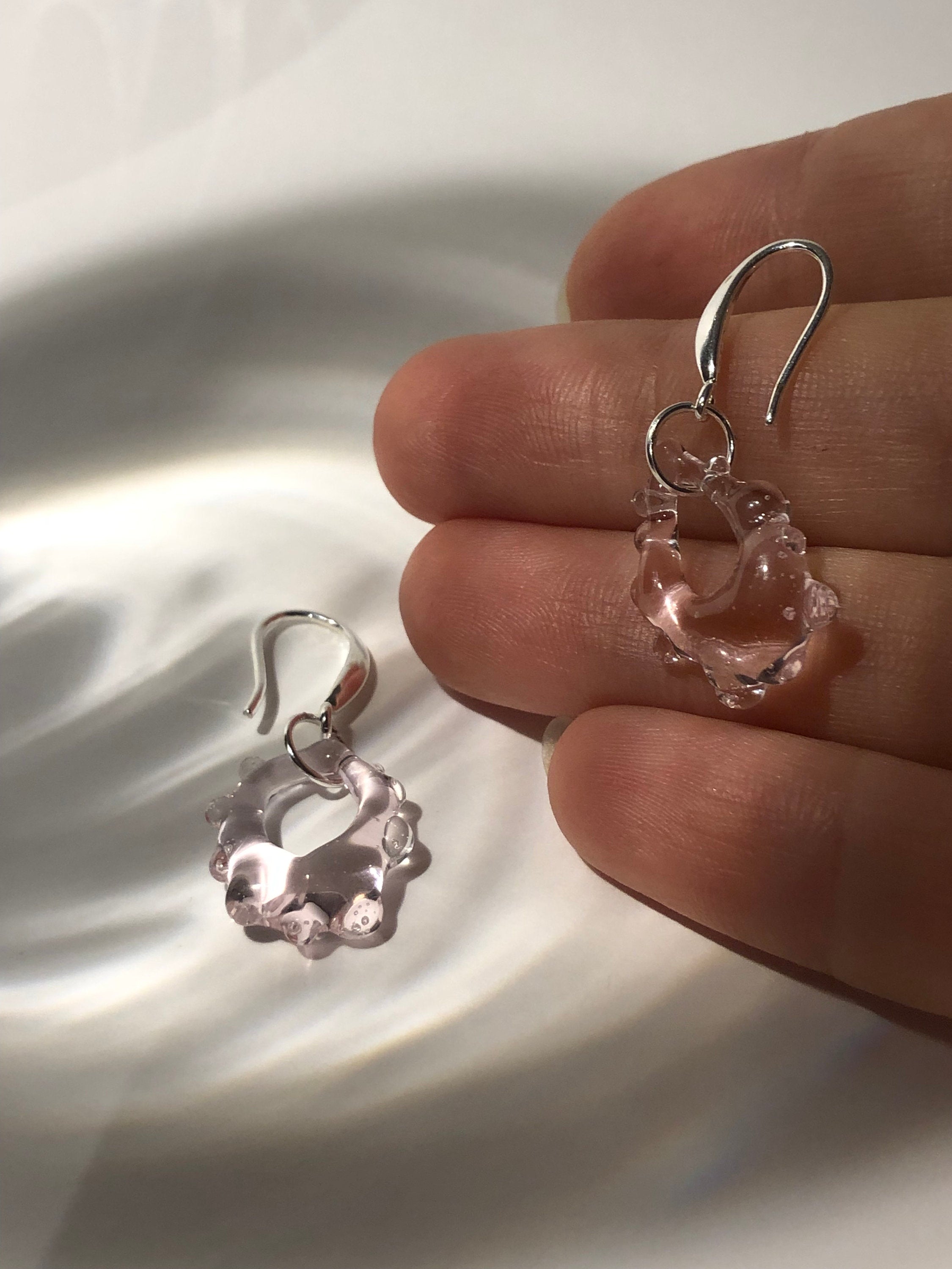 Translucent Rose Glass Earrings