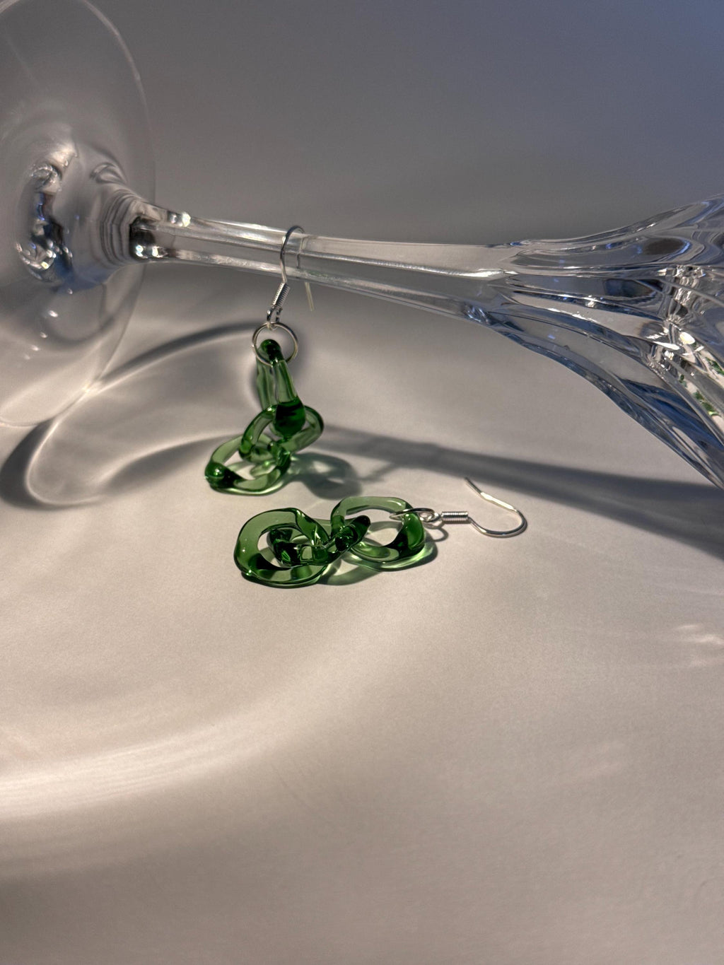 Vibrant Green dangly Glass Earrings