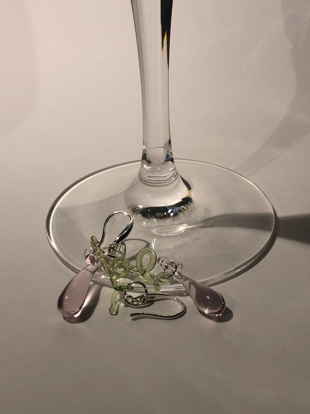Botanical Pink & Green Glass Earrings