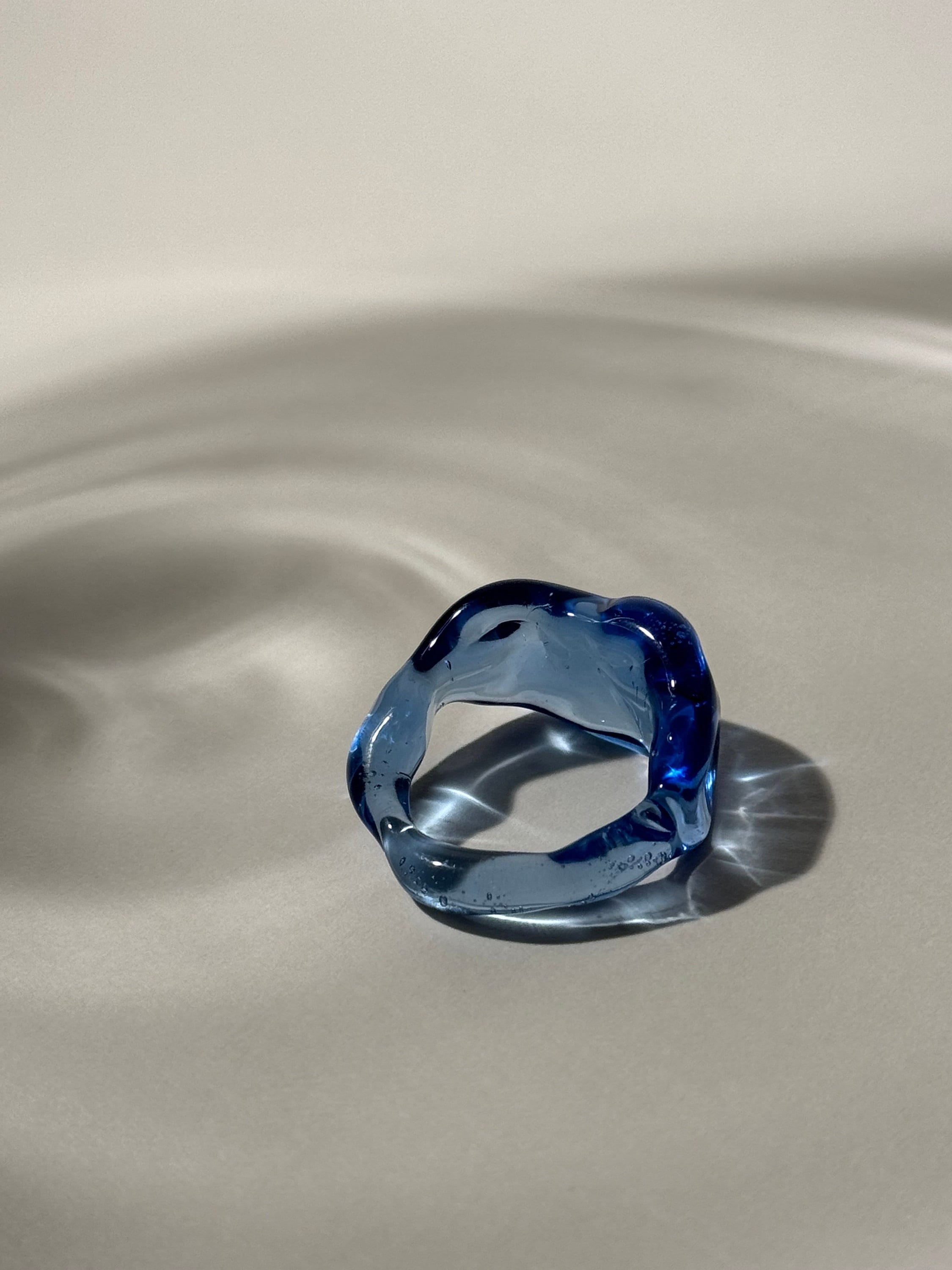 Chunky Ice Blue Glass Ring