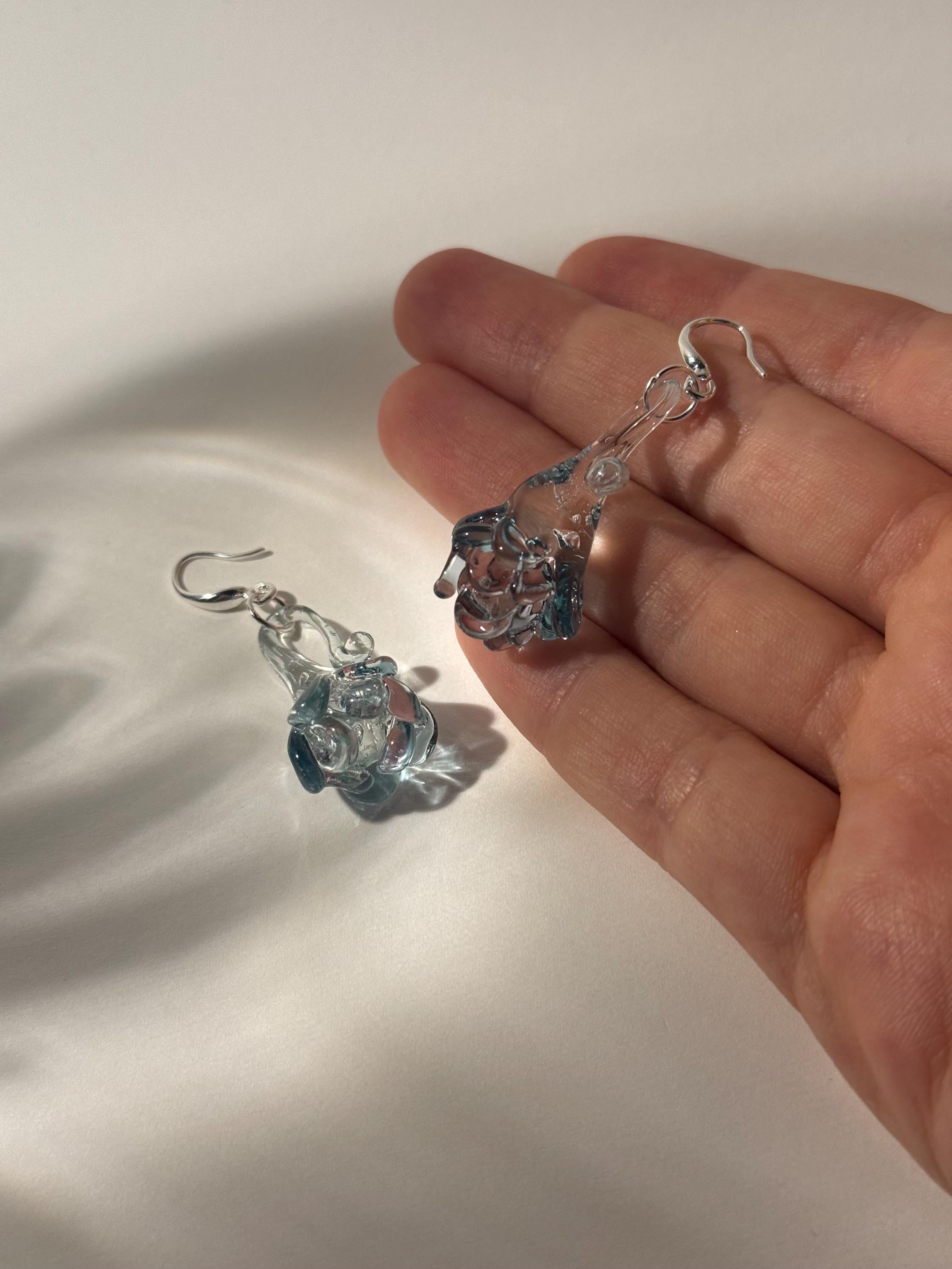 Soft Blue Blossom Flower Earrings