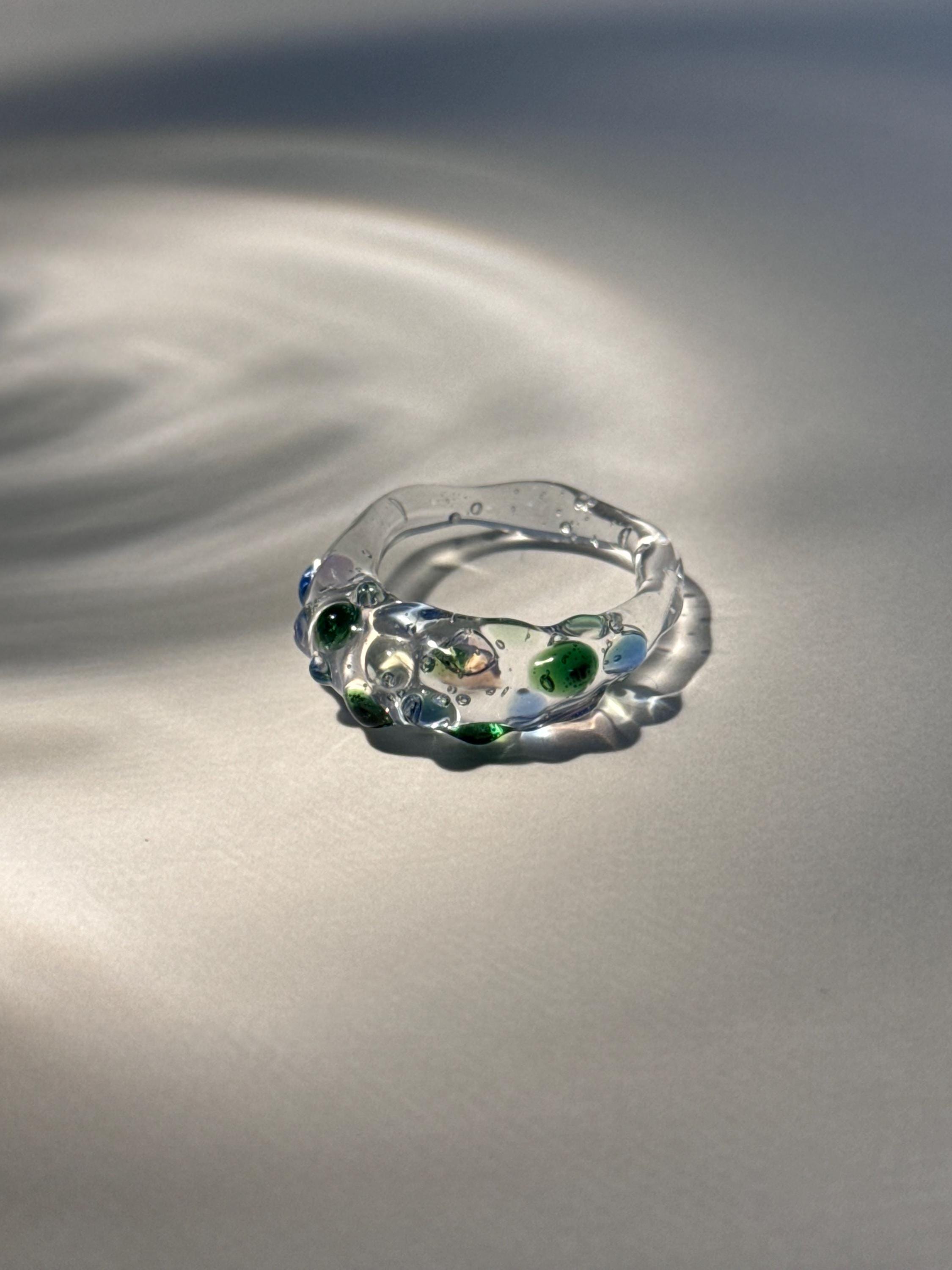 Soft colourful dotted Glass Ring