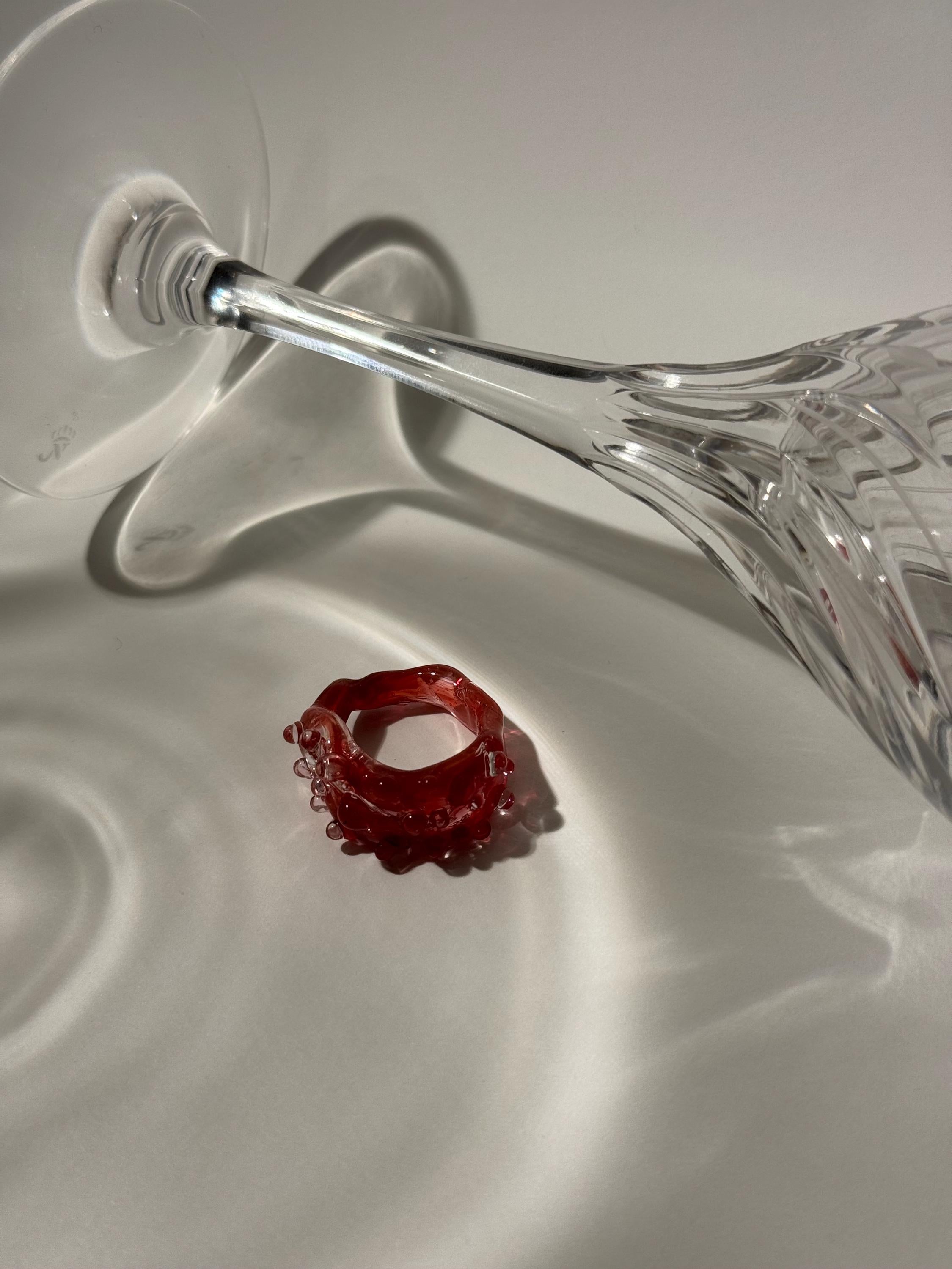 Chunky Red Glass Ring
