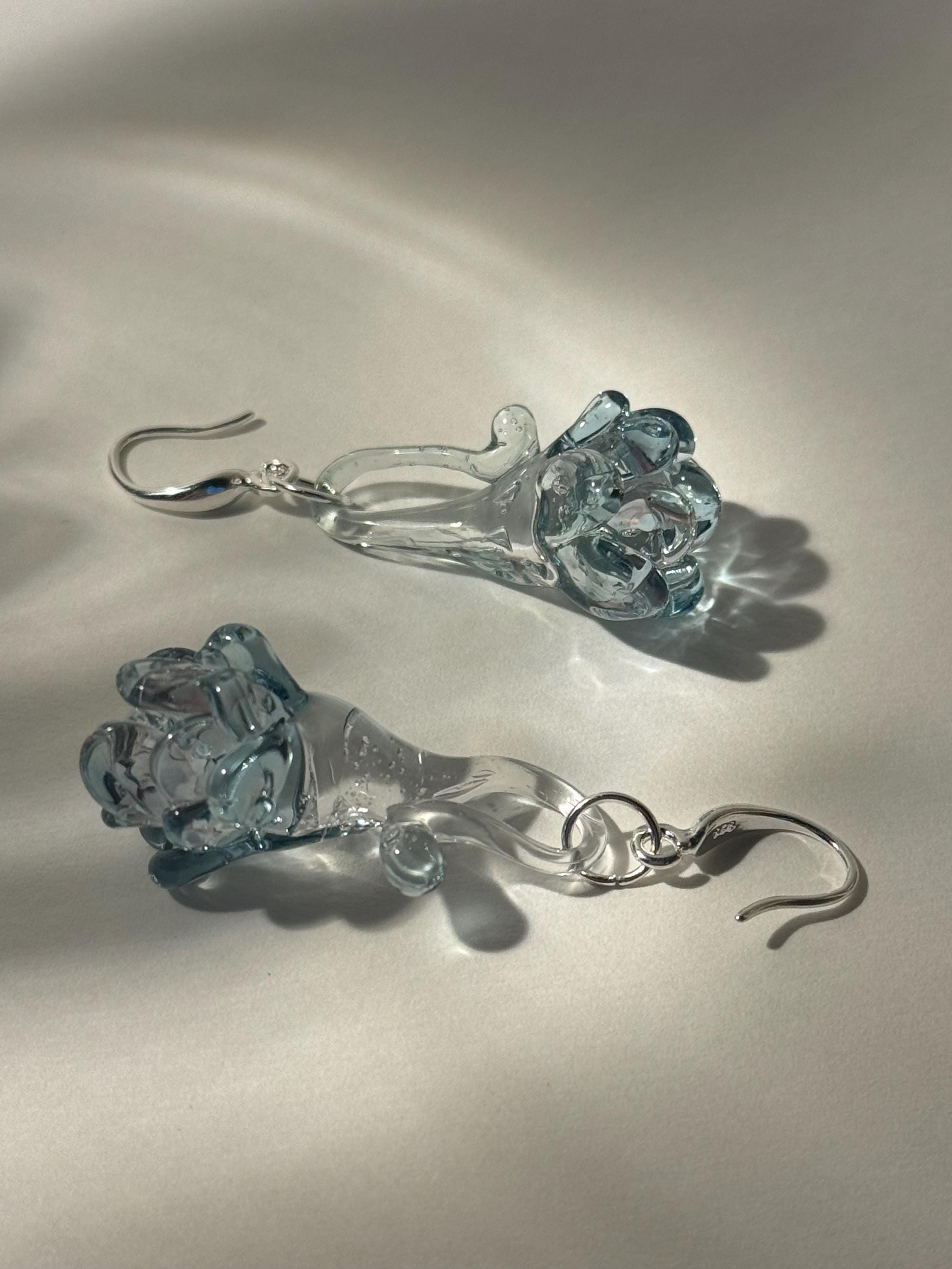 Soft Blue Blossom Flower Earrings