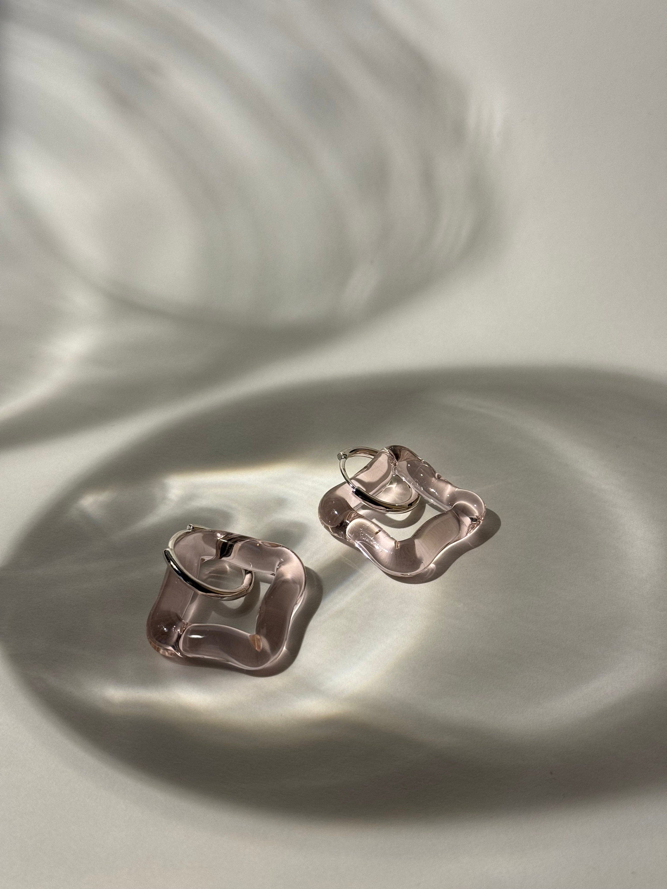 Square Rose Hoop Earrings