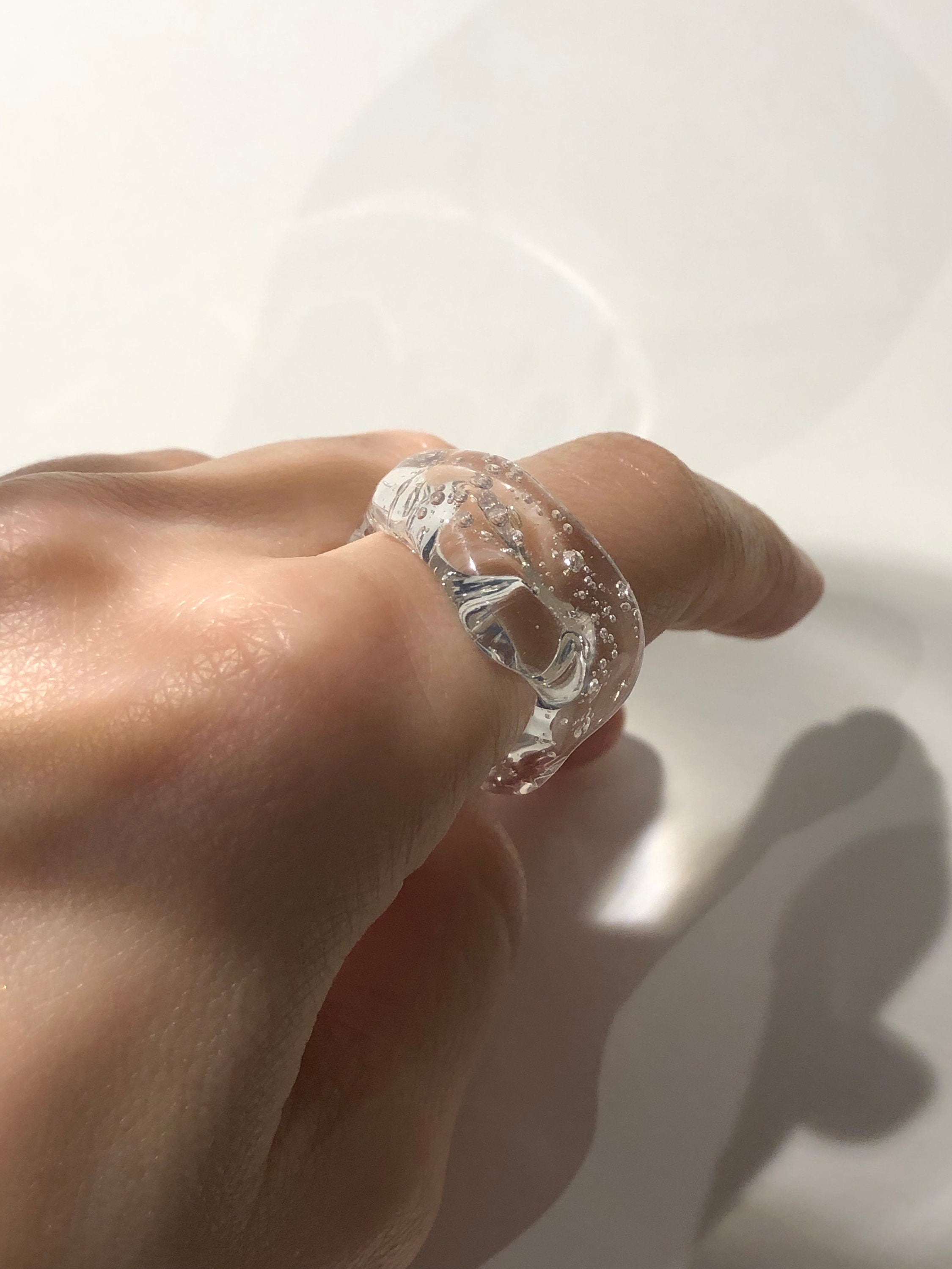 Chunky Clear Glass Ring