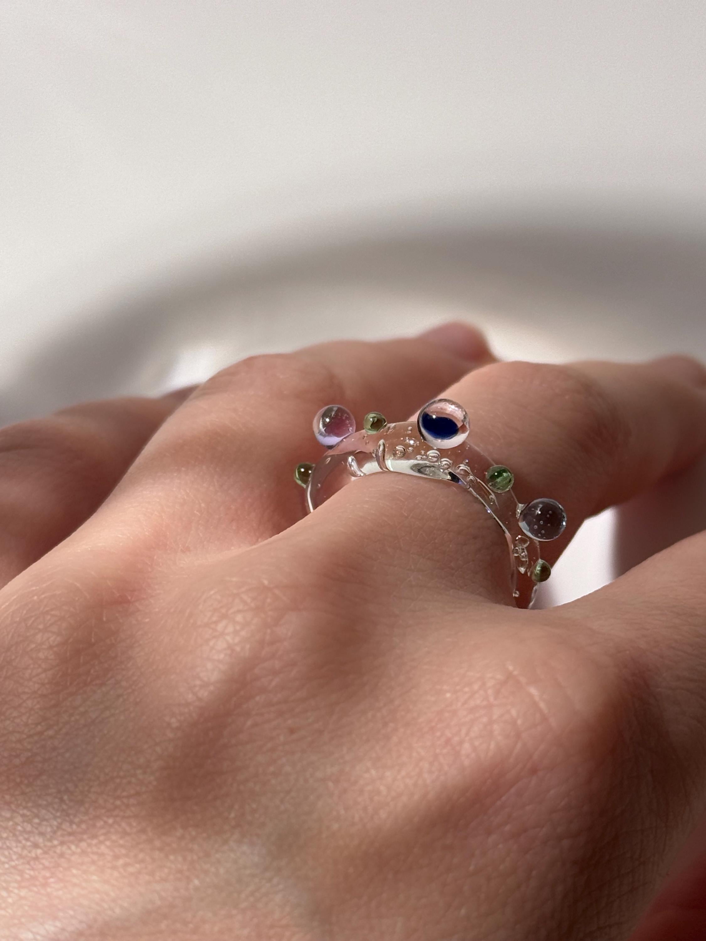 Colourful Pebbel Glass Ring