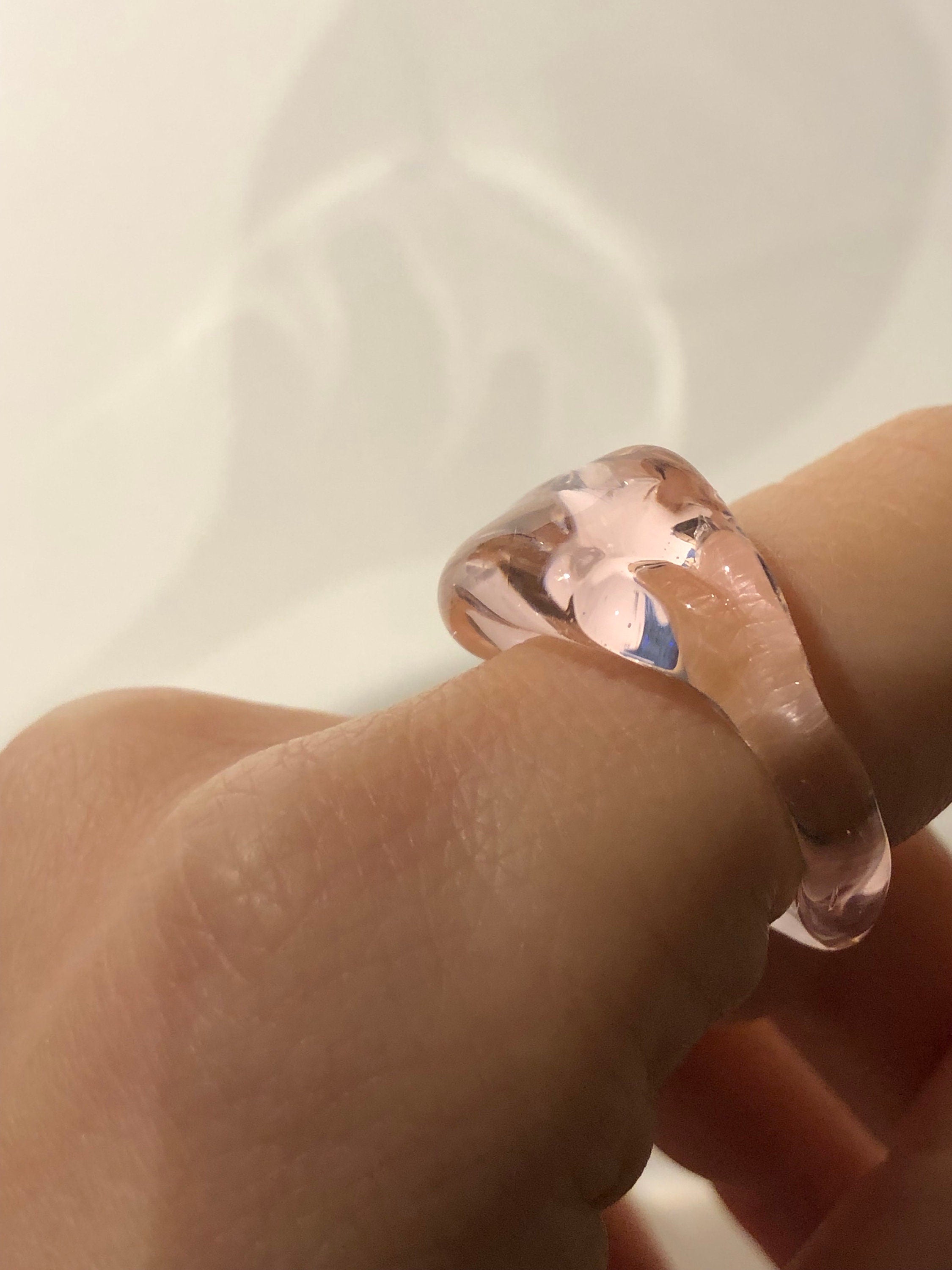 Chunky Rose Glass Ring