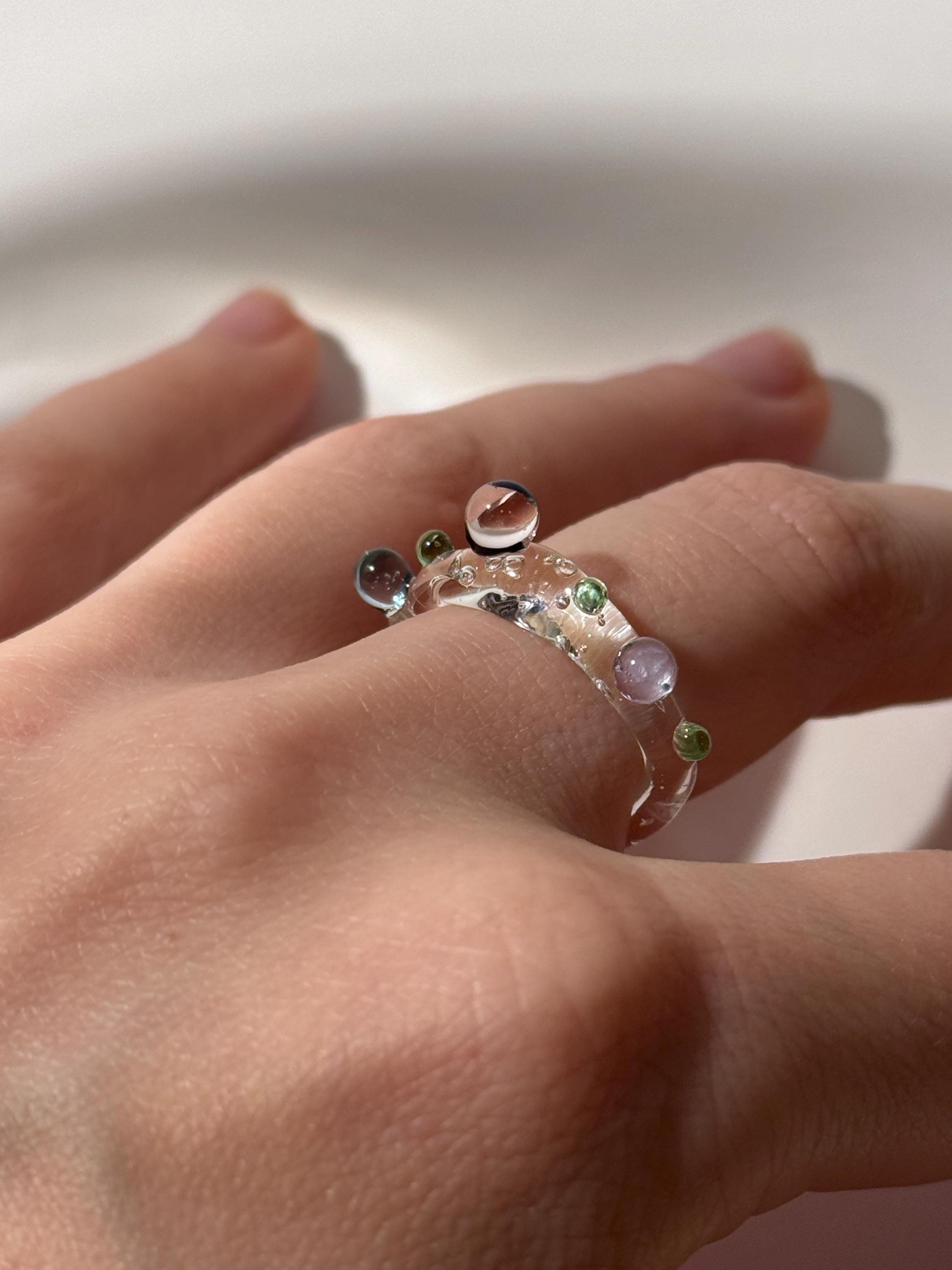 Colourful Pebbel Glass Ring
