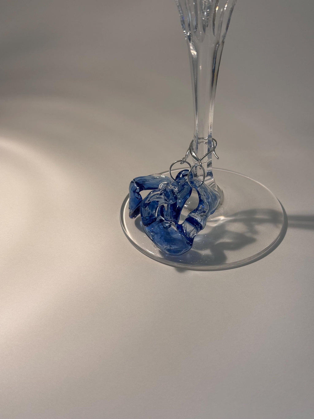Blue Wave Glass Hoop Earrings