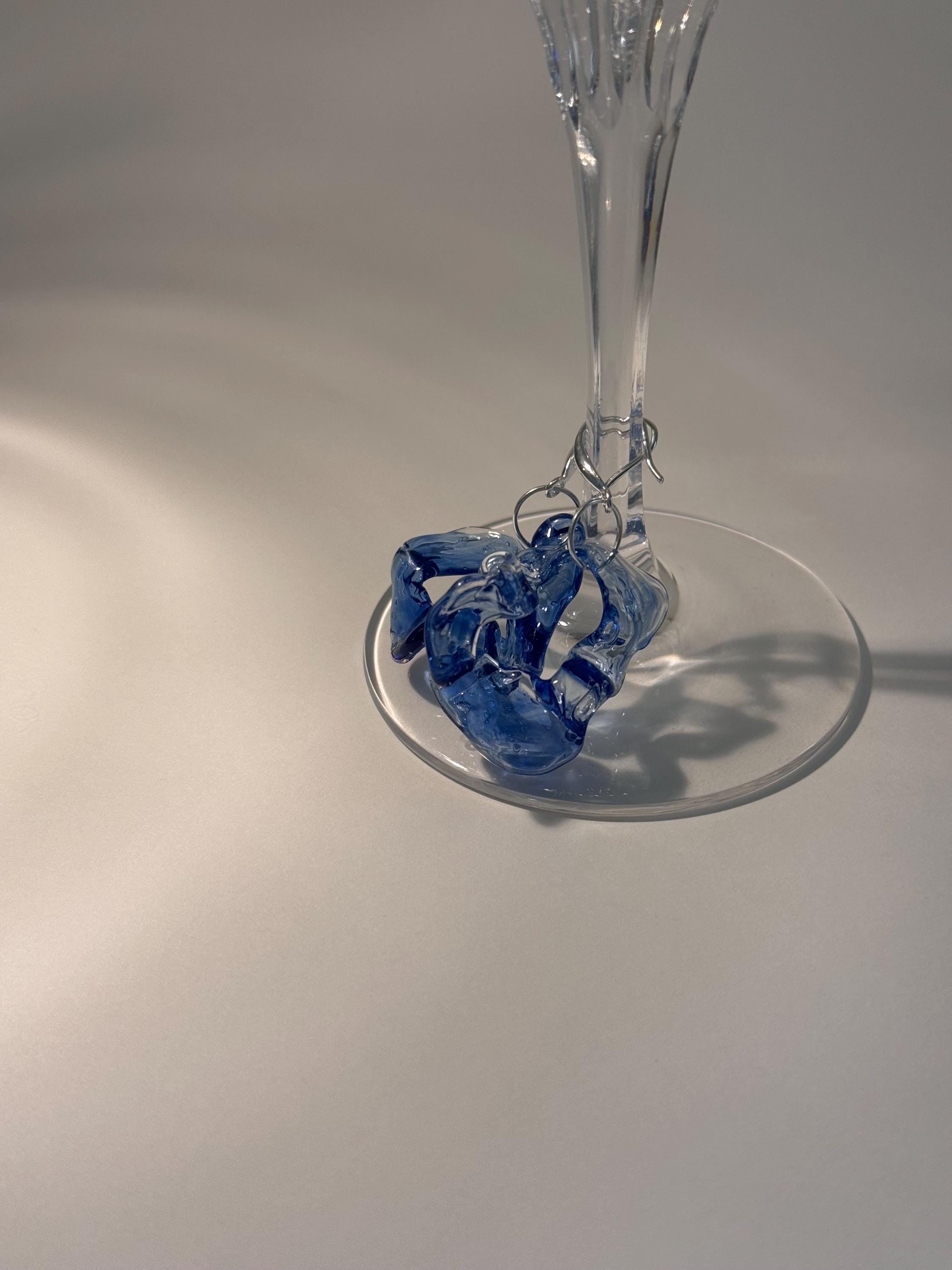 Blue Wave Glass Hoop Earrings