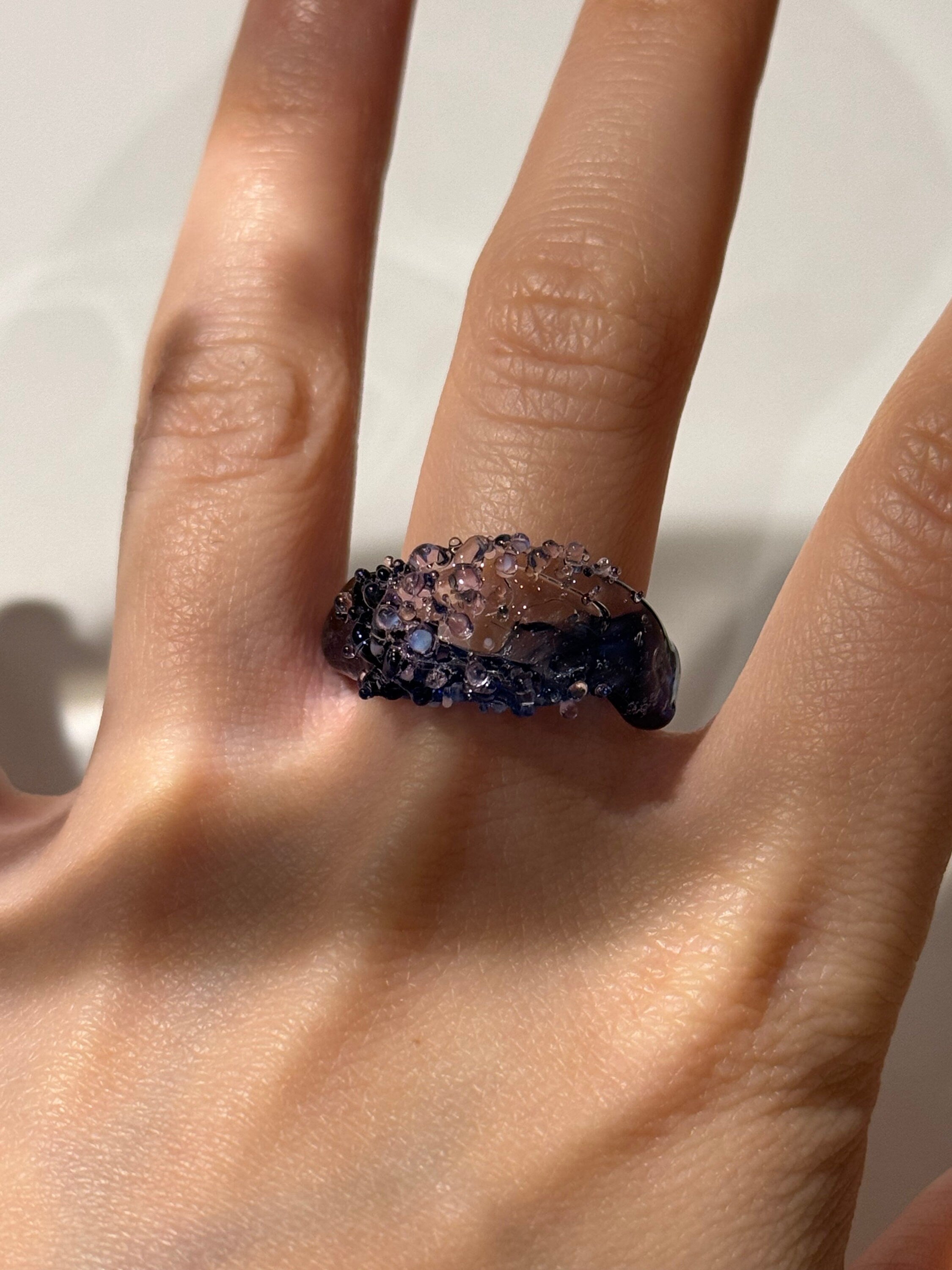 Rose Sunset Seafoam Glass Ring