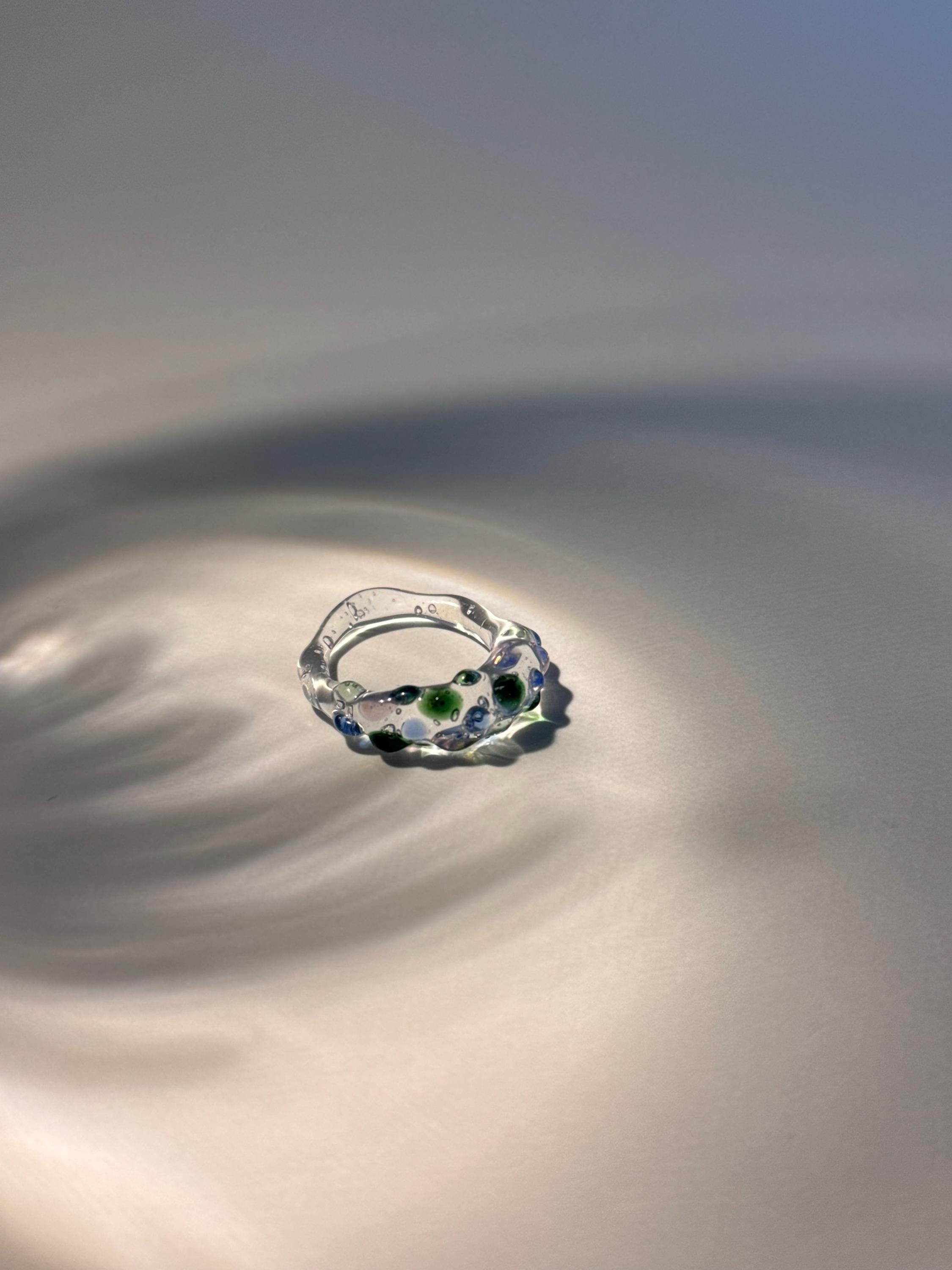 Soft colourful dotted Glass Ring
