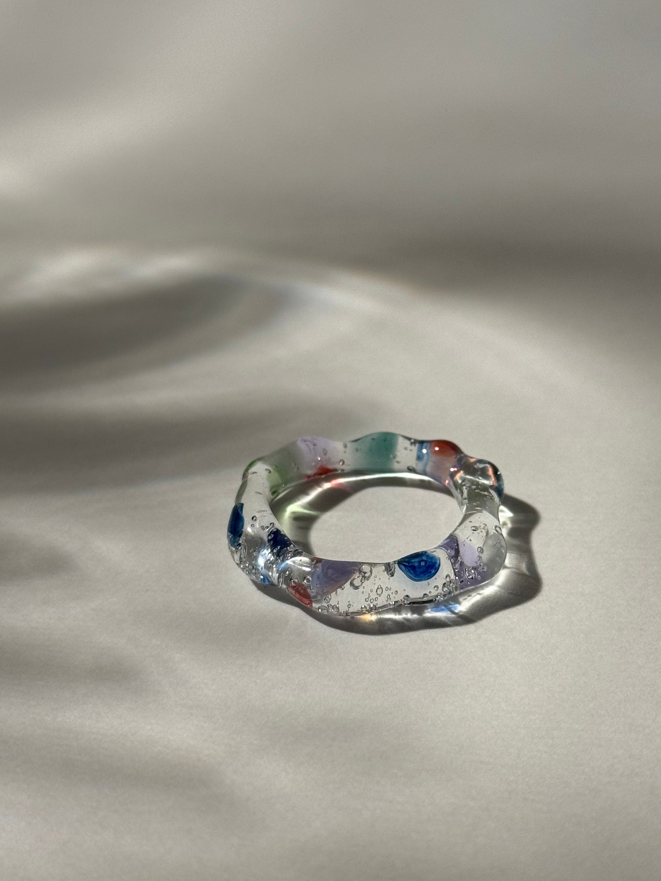 Colorful Clear Glass Ring