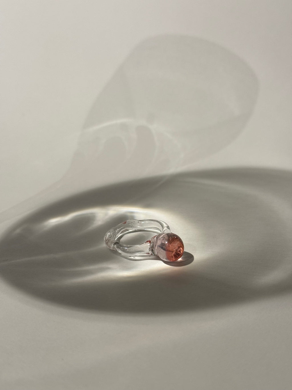 Red and Rose Layered  Glass Ring