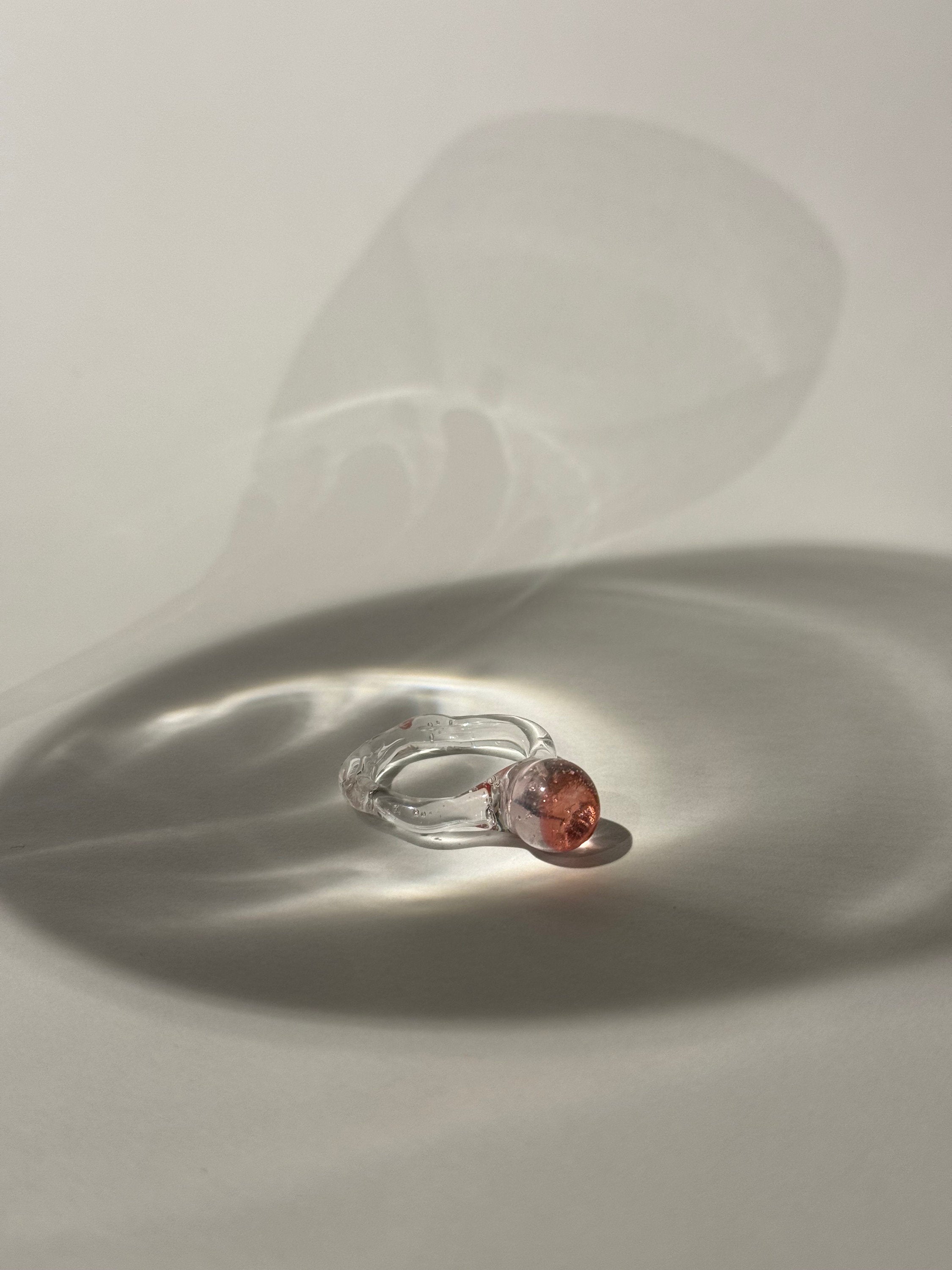 Red and Rose Layered  Glass Ring