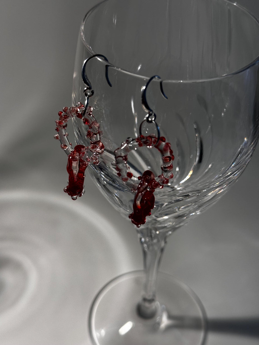 Prickly Red and Clear Glass Earrings