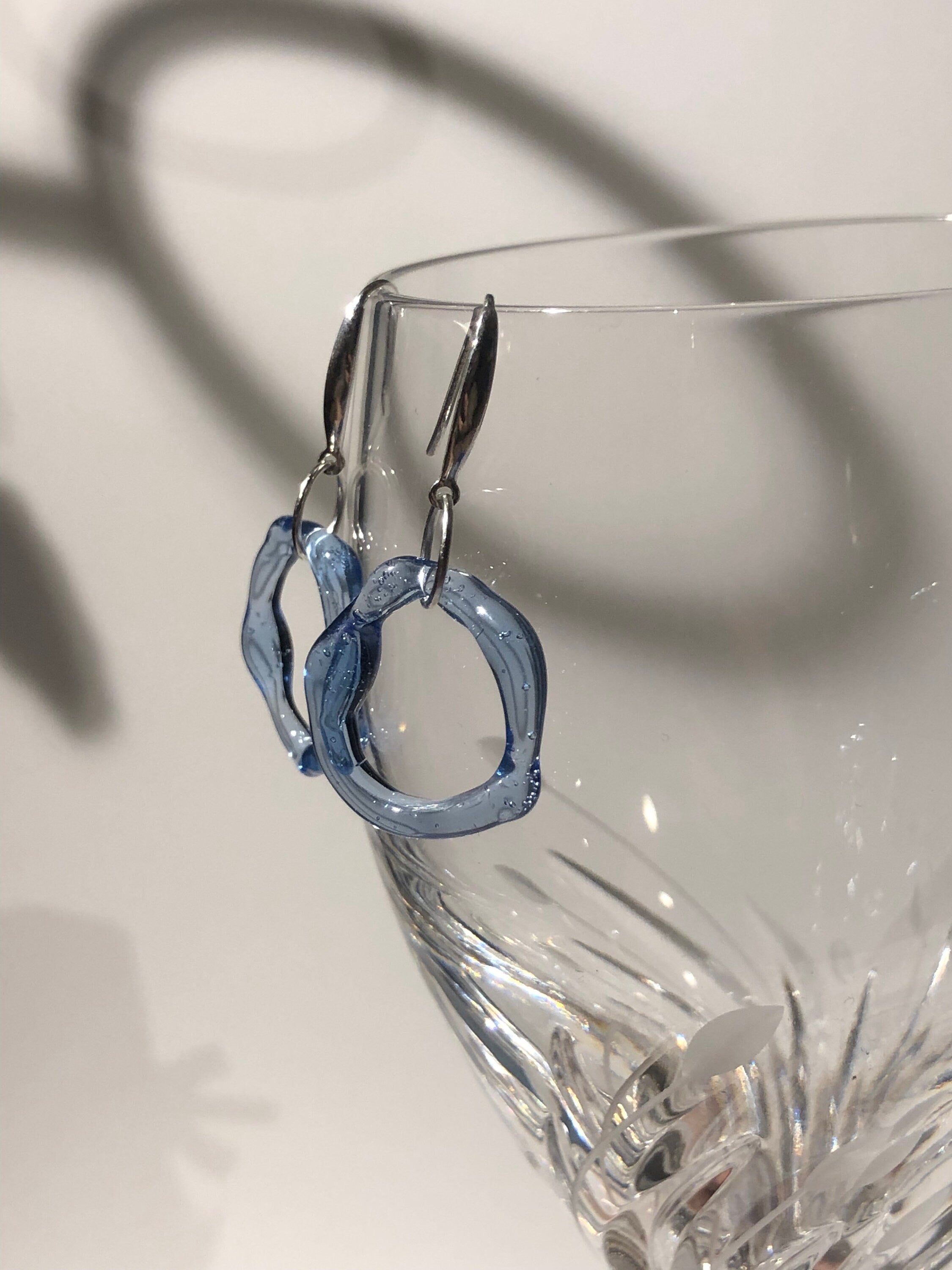 Blue circle Glass Earrings