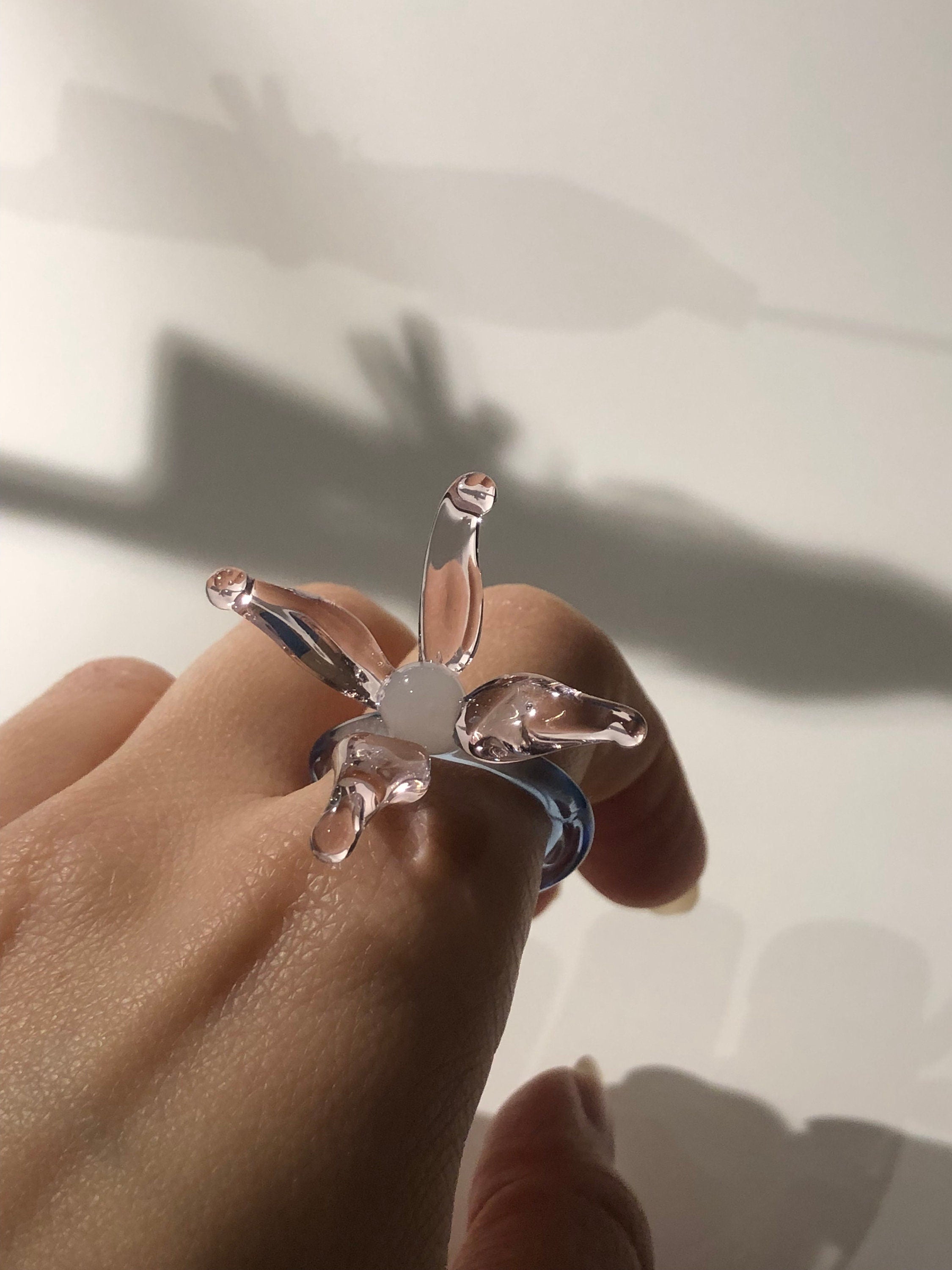 Blue lily blossom ring