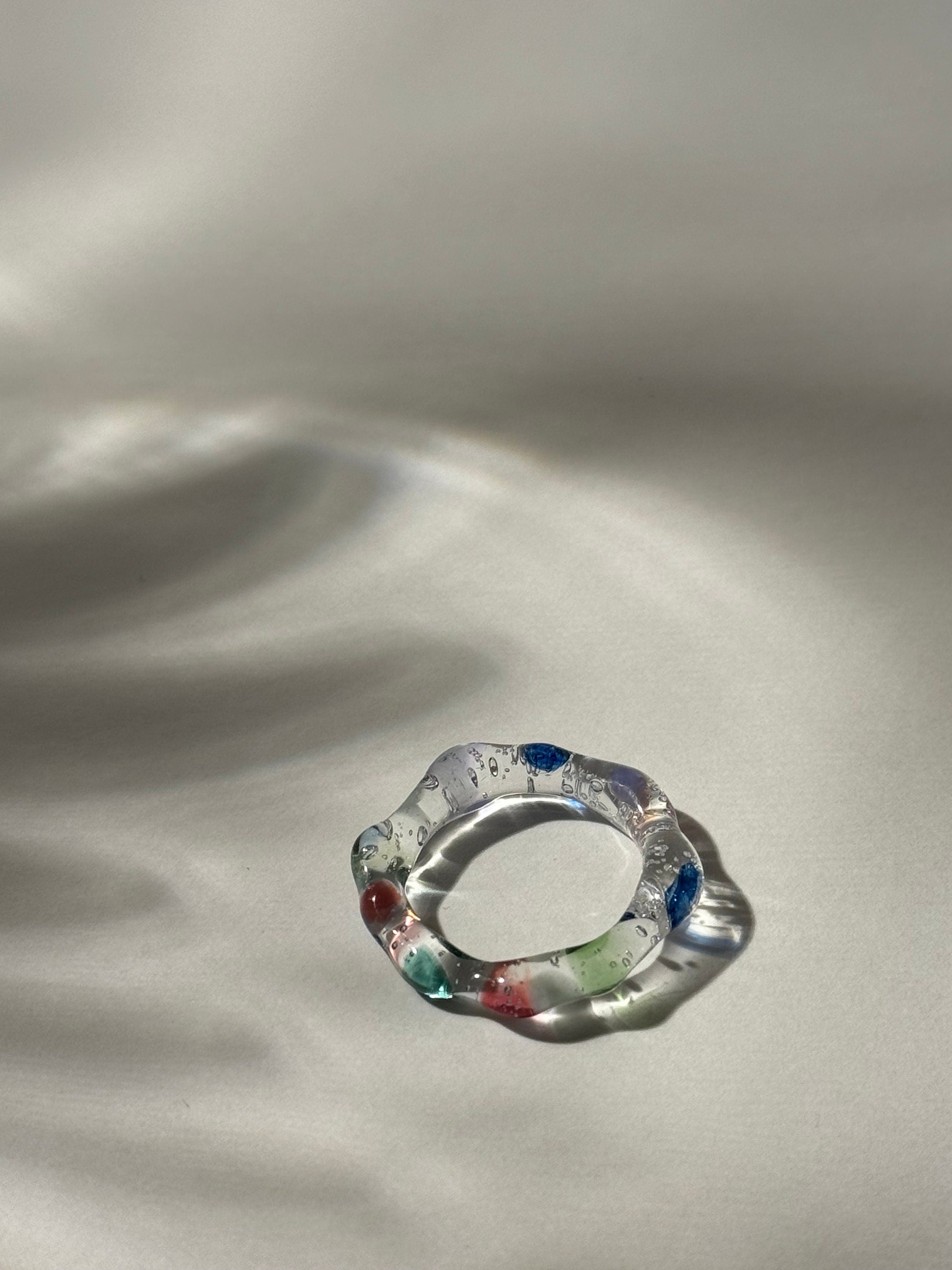 Colorful Clear Glass Ring