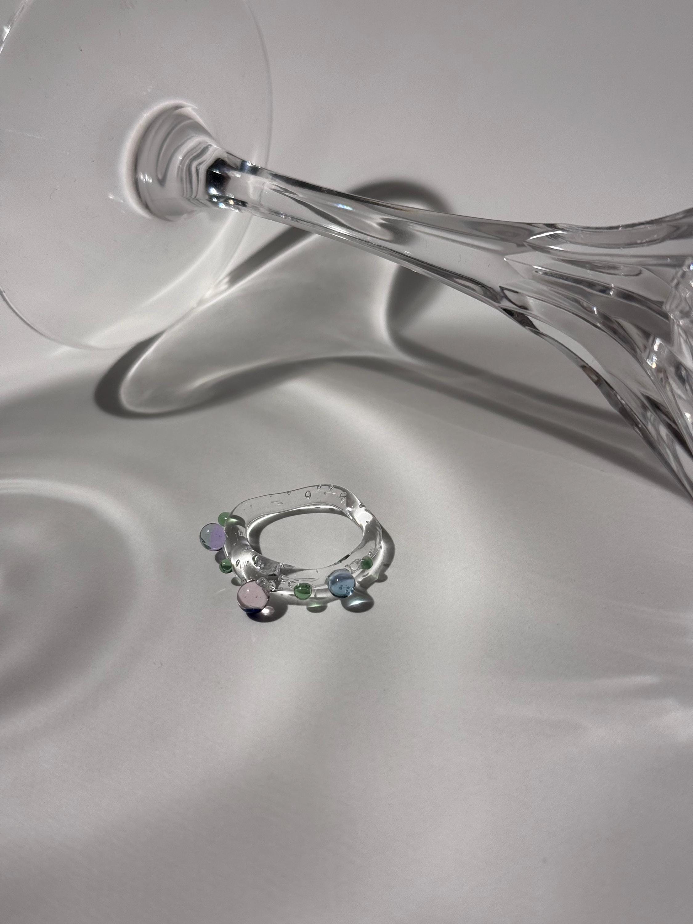Colourful Pebbel Glass Ring