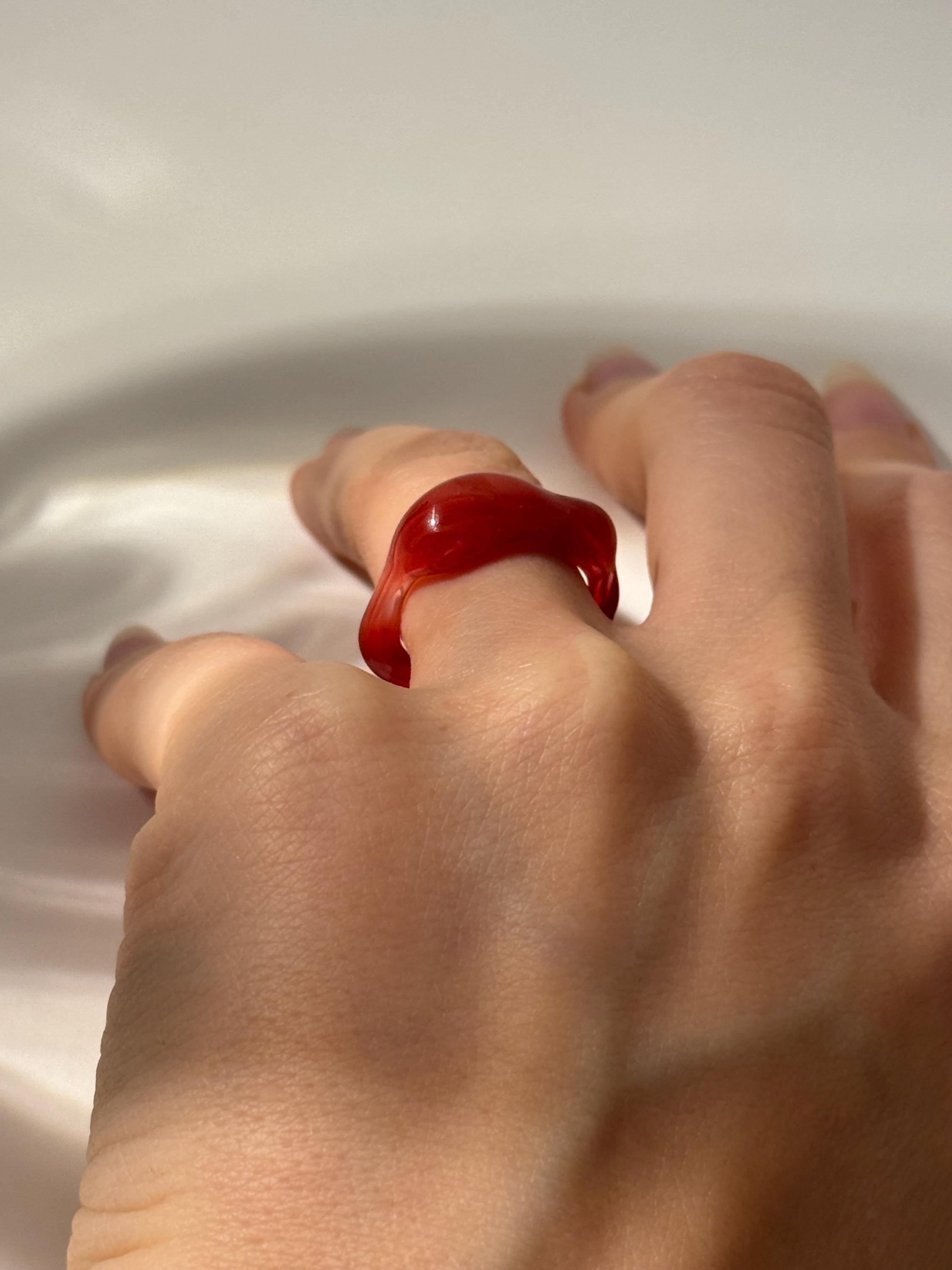 Dainty Red Glass Ring