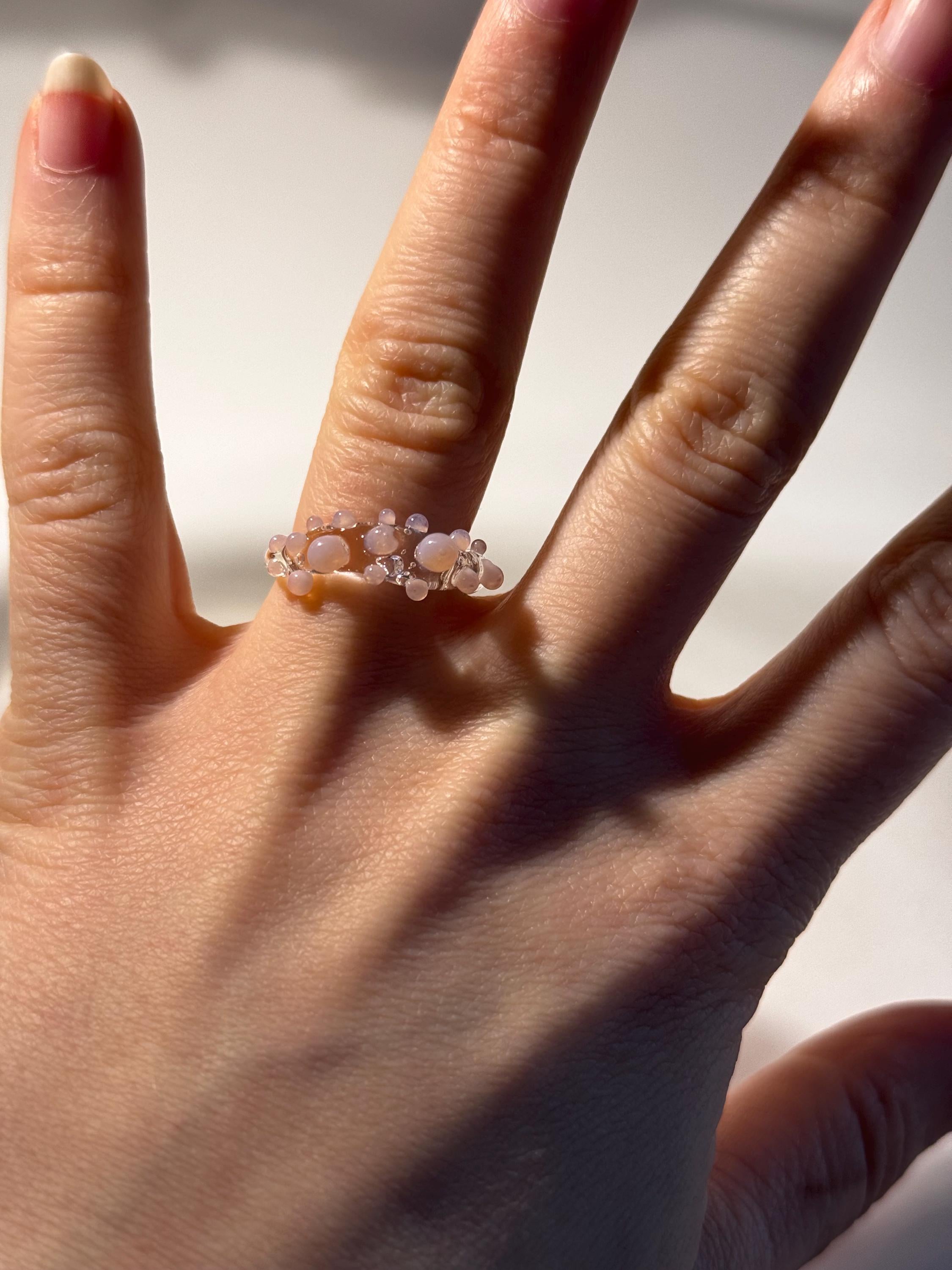 Tiny Pink Bubbles Glass Ring