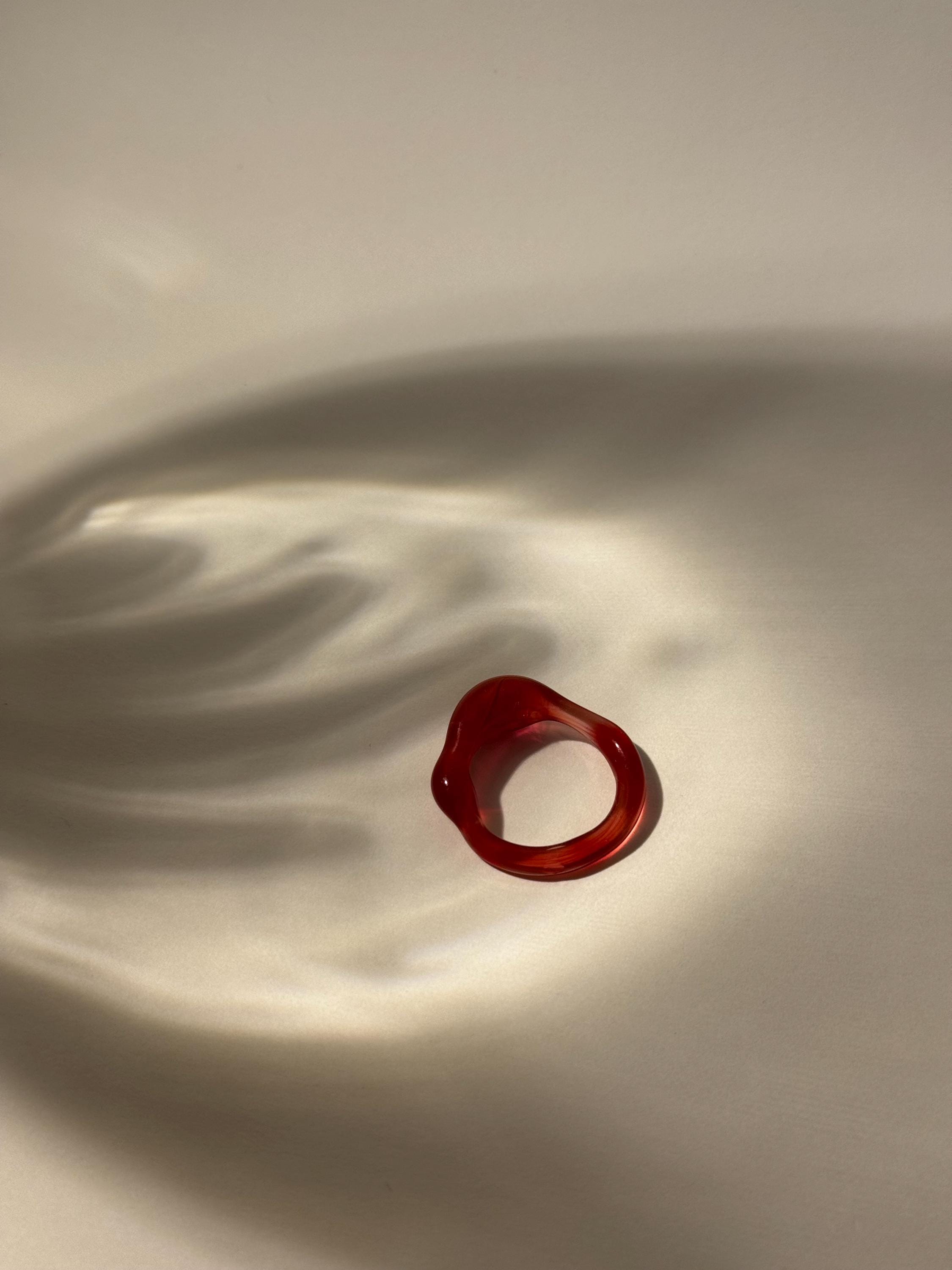 Dainty Red Glass Ring
