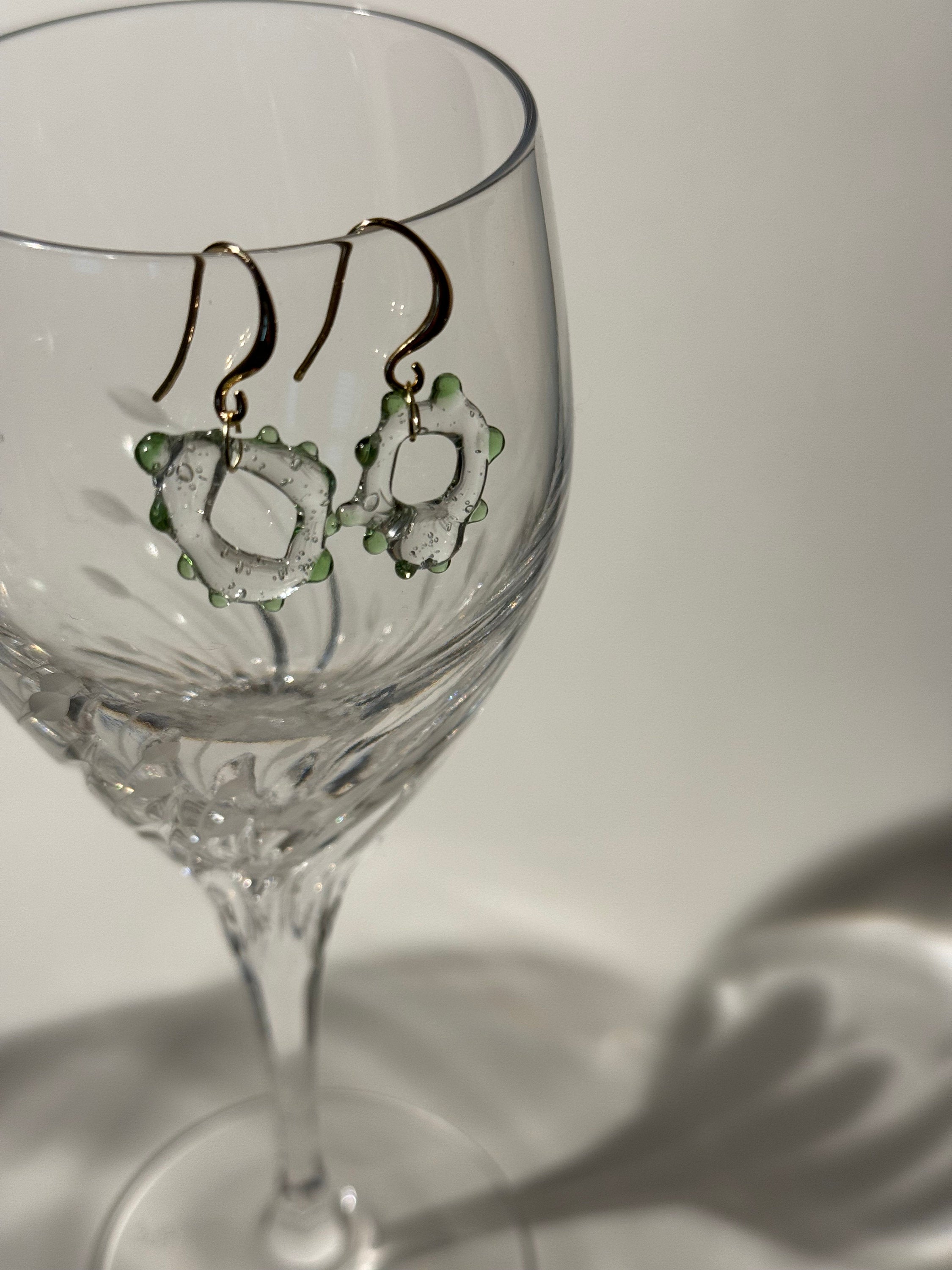Green dotted Glass Earrings