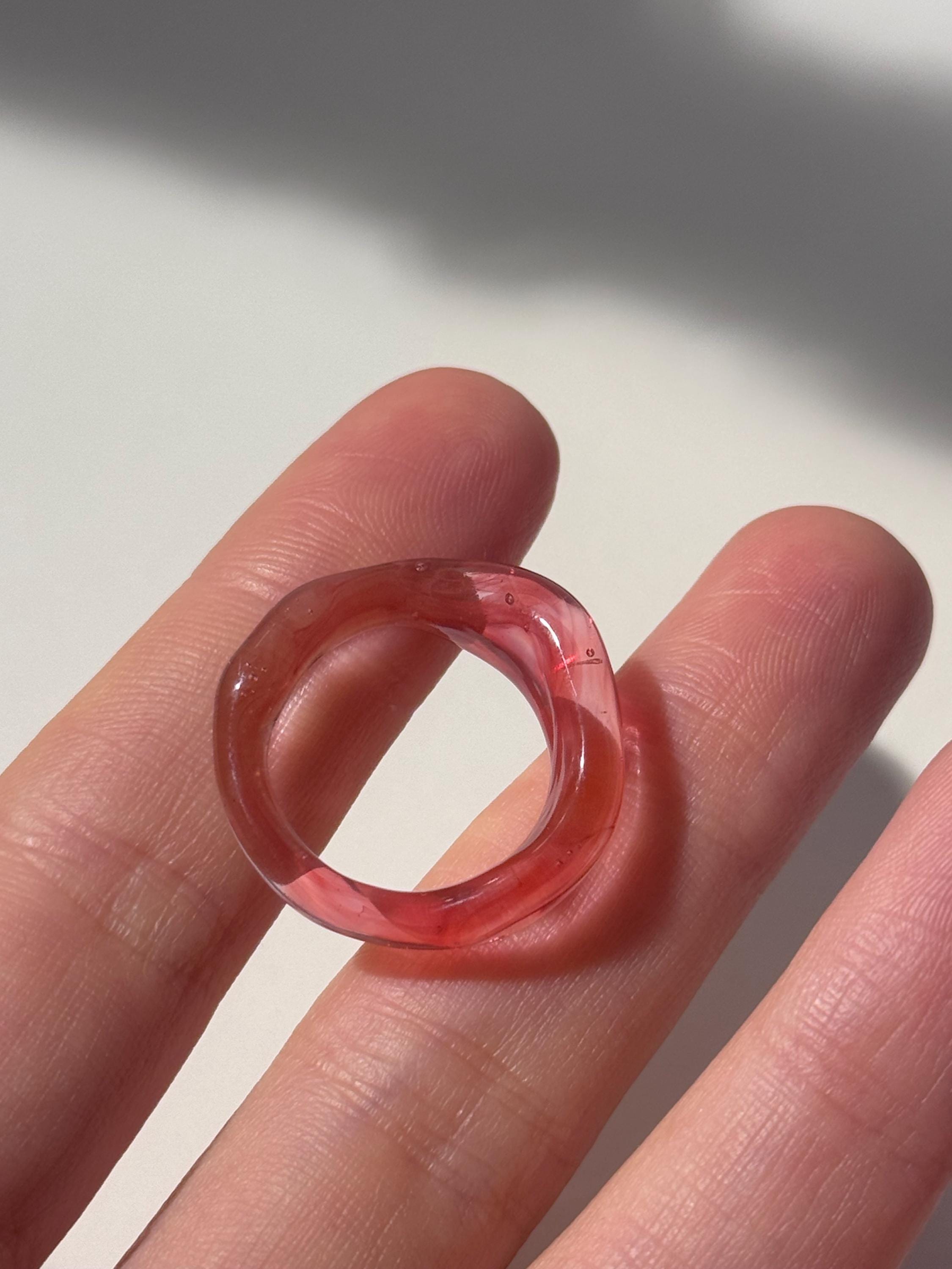 Red and Rose swirl Glass Ring