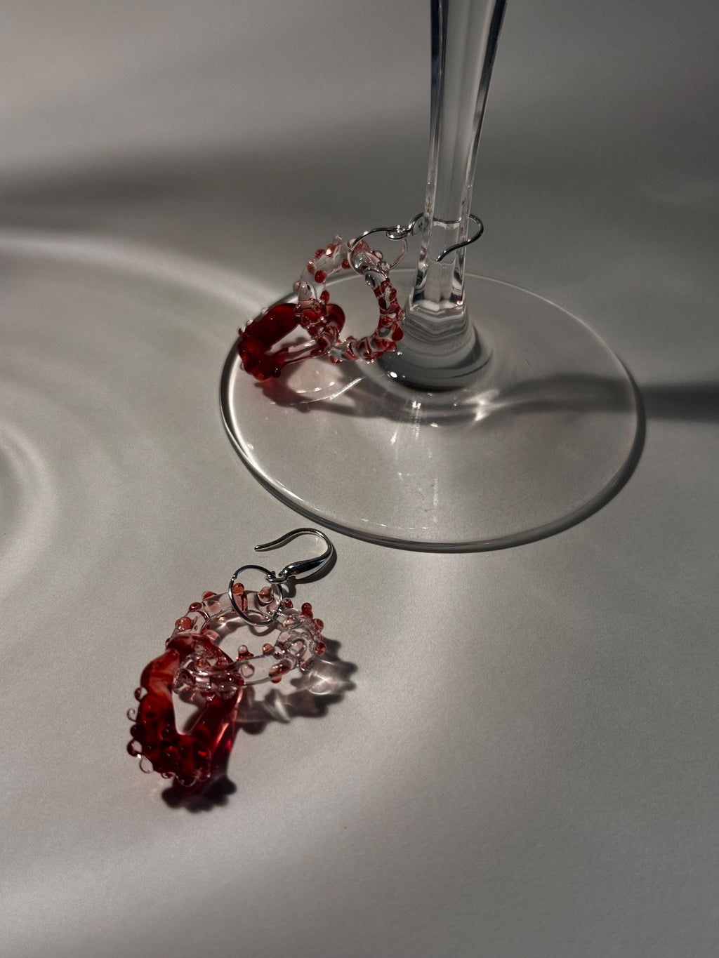 Prickly Red and Clear Glass Earrings