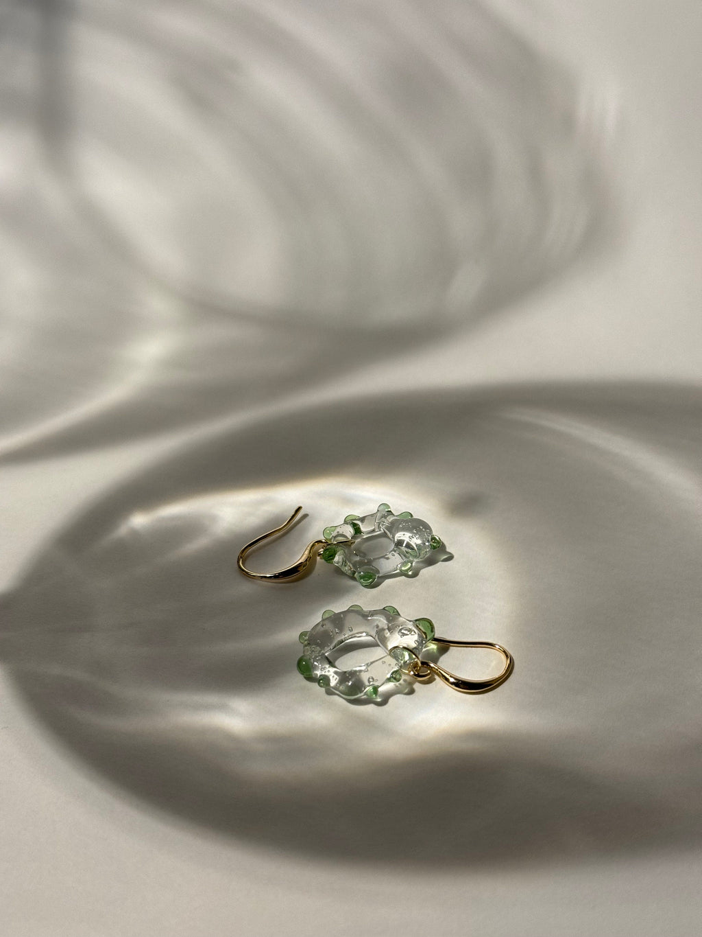 Green dotted Glass Earrings