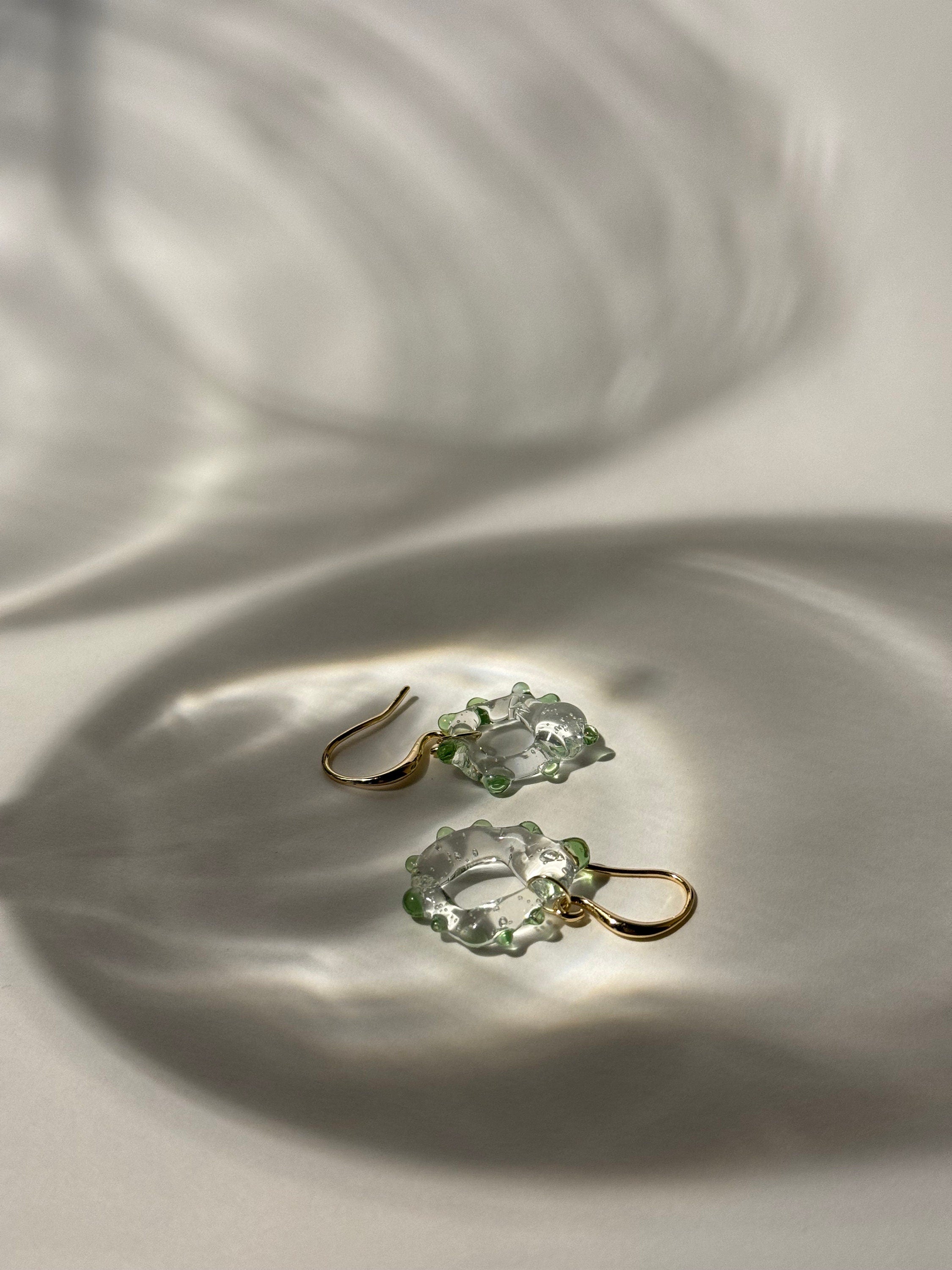 Green dotted Glass Earrings