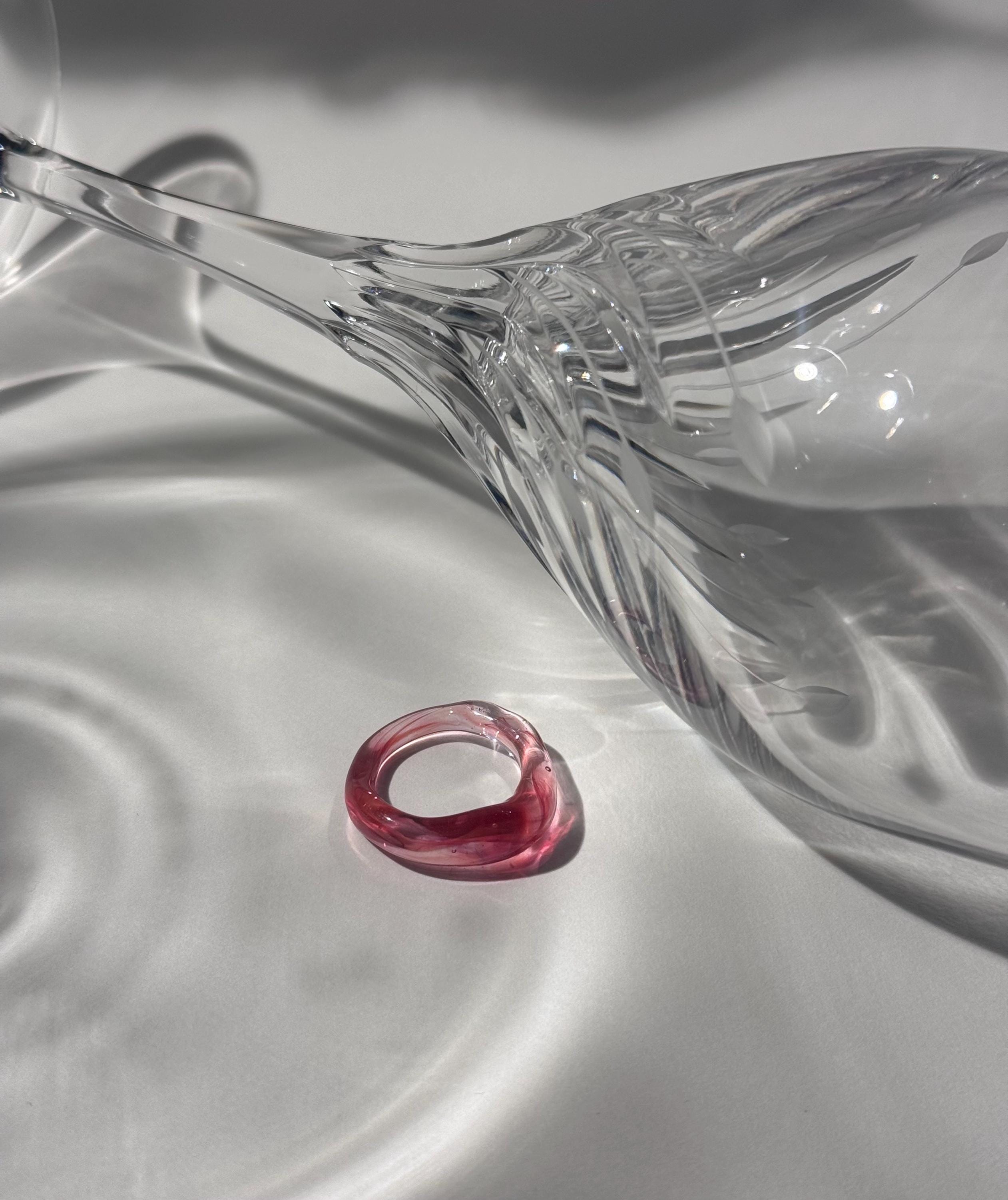 Red and Rose swirl Glass Ring