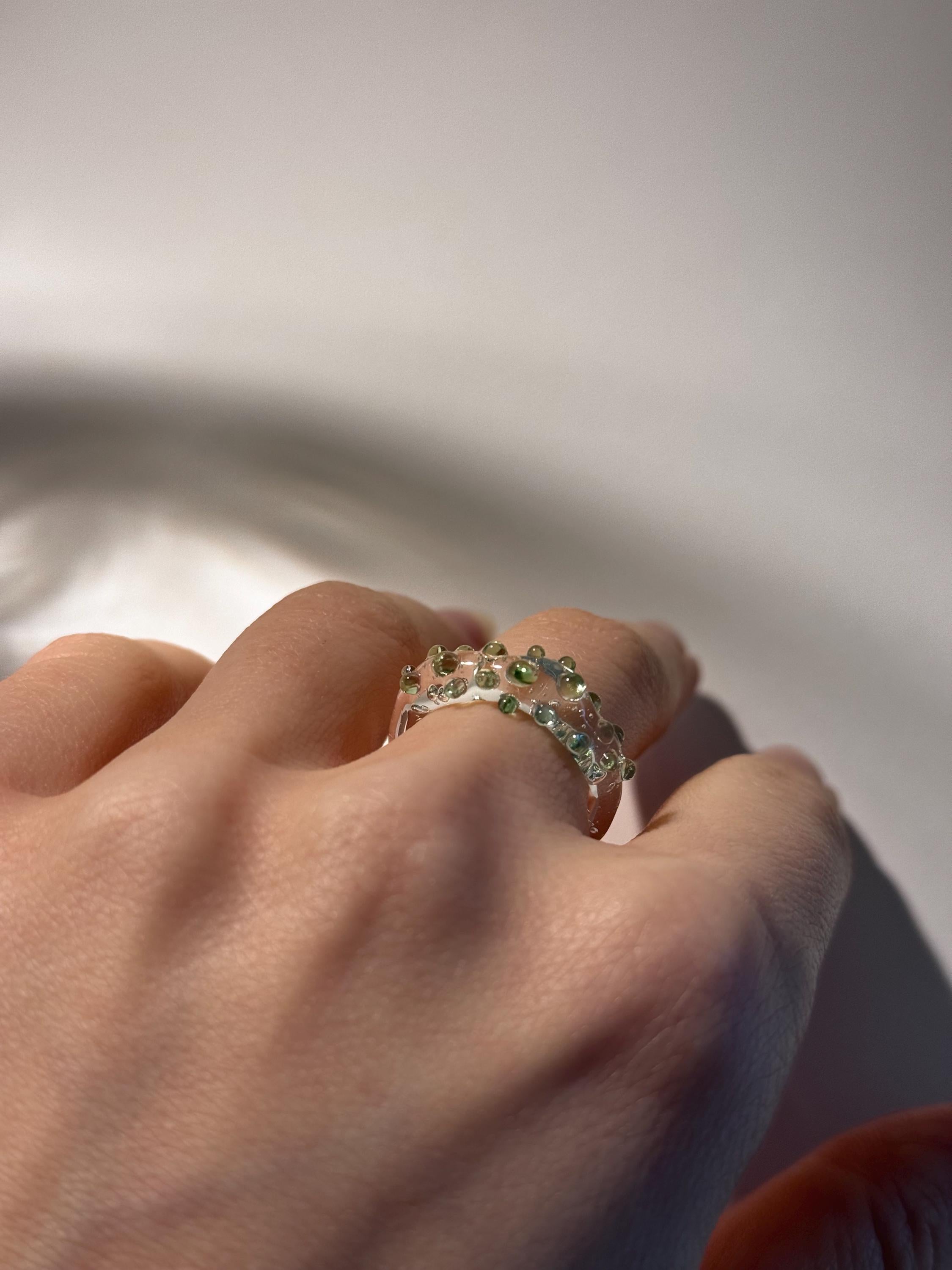 Green dotted Glass Ring