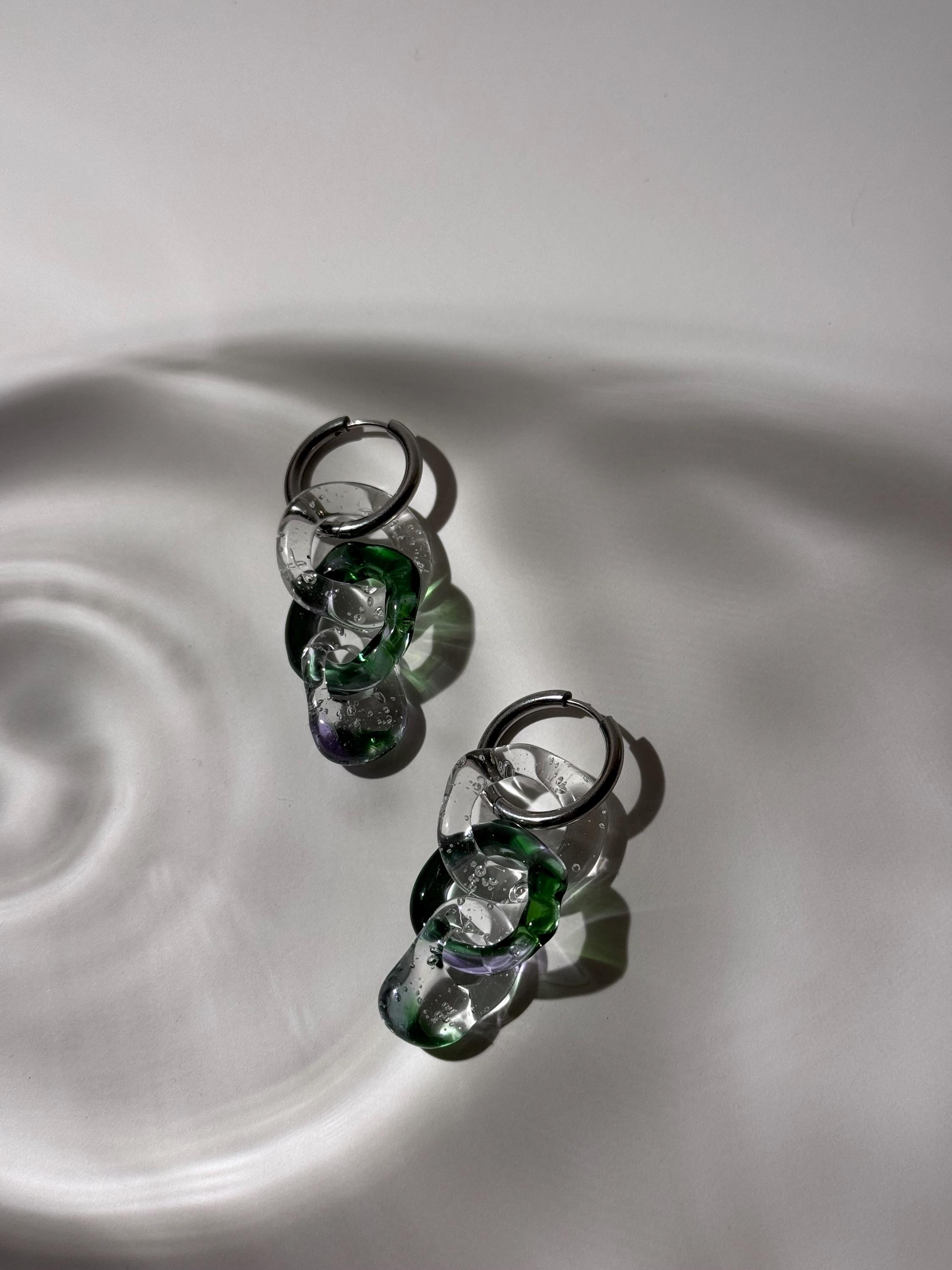 Purple and Green Earrings