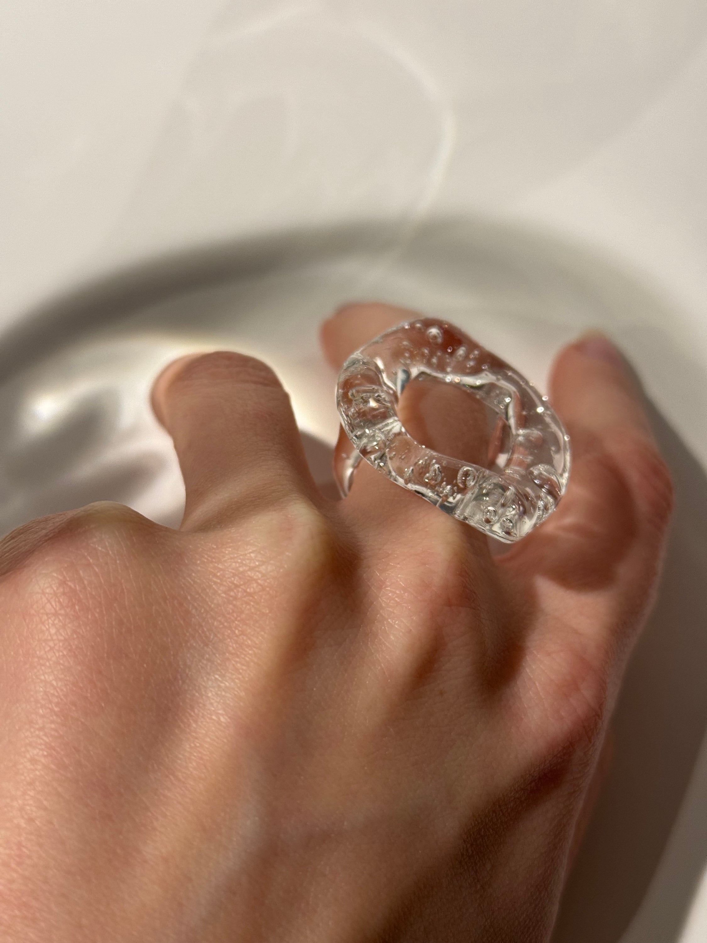 Clear Chunky Circle Glass Ring